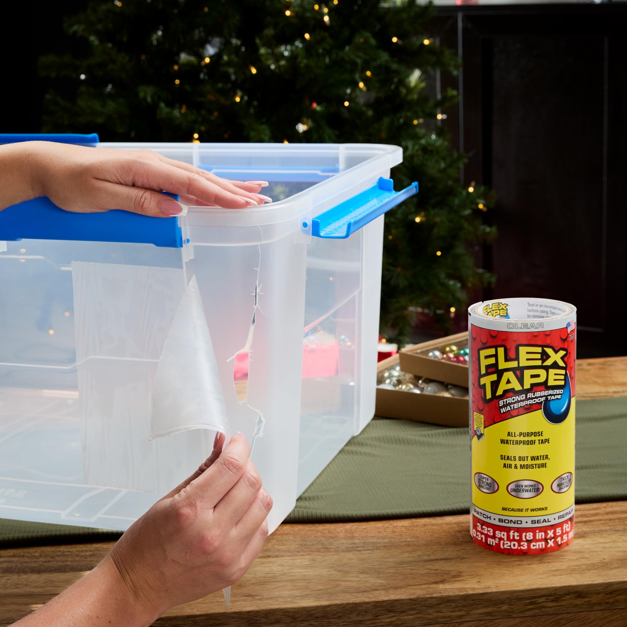 Original Flex Tape, Thick Flexible Rubberized Waterproof Tape - Seal and Patch Leaks, Works Underwater, Indoor Outdoor - Home RV Roof Plumbing and Pool Repairs, Clear, 8 in x 5 ft, Pack of 1