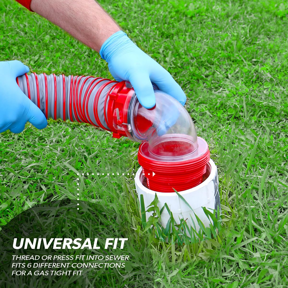 15-Foot Valterra Viper RV Sewer Hose Kit, Universal Sewer Hose for Camper RV, Includes Hose with Rotating Fittings, 90 Degree ClearView Sewer Adapter and 2 Drip Caps