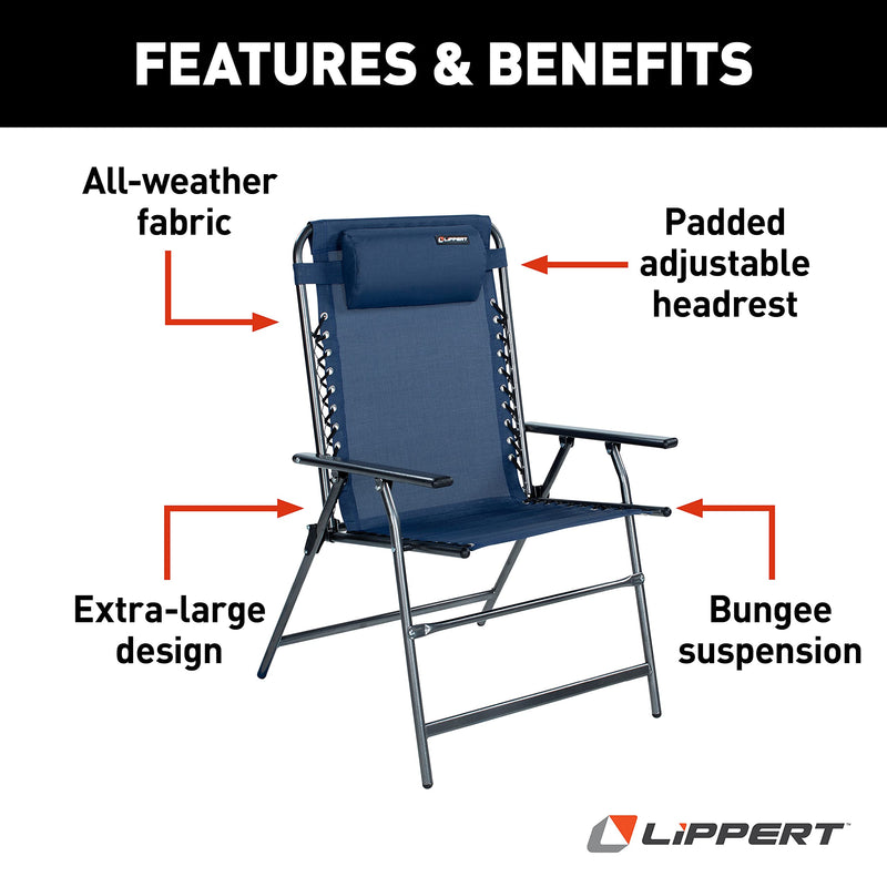 Bungee Deck Chair All-Weather with Adjustable Headrest