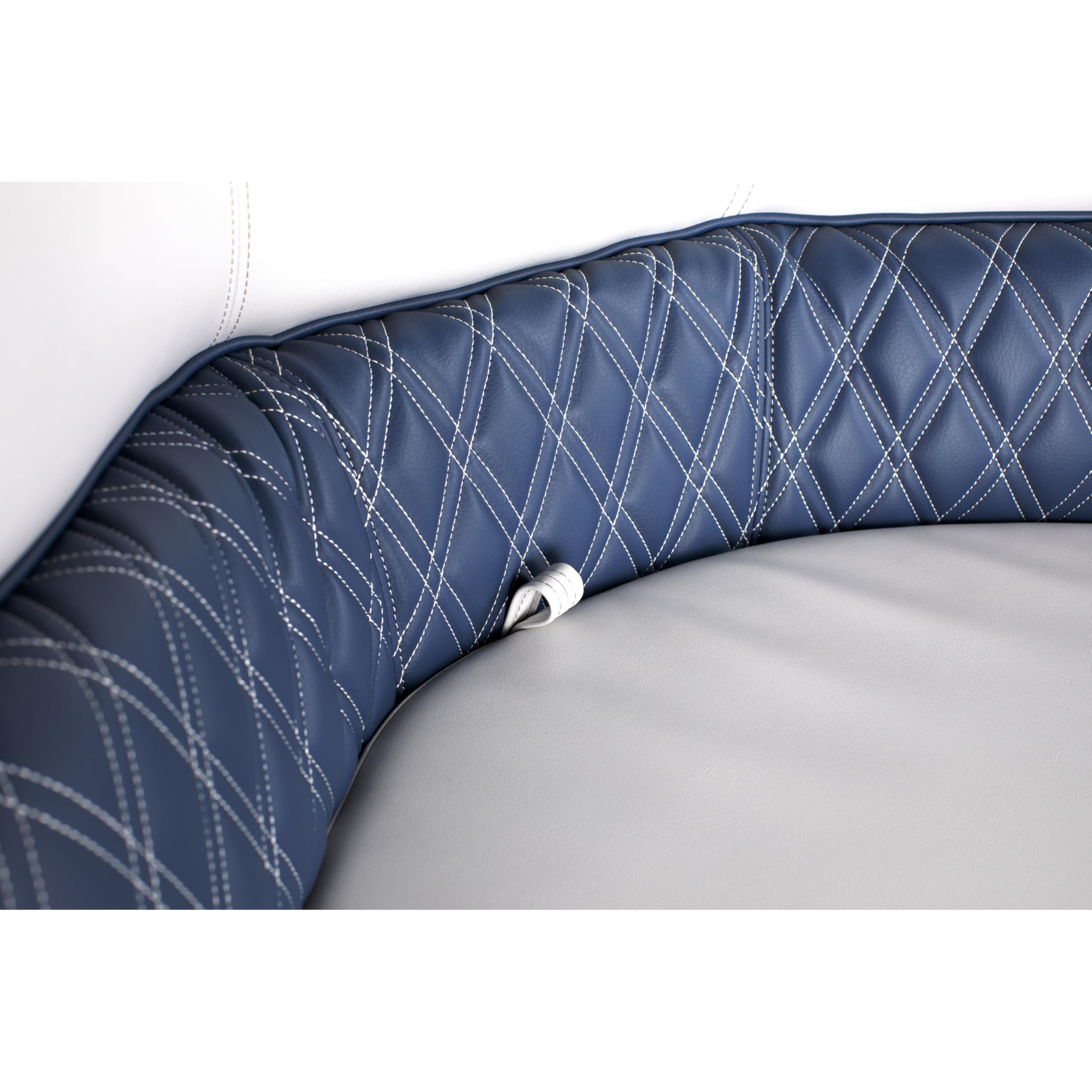 30" Radius corner pontoon seat, Lippert Sunset Collection, Contoured Foam Cushioning, Durable Marine-Grade Vinyl, Built-In Dry Storage, Poly Frame, 44"L x 28"W x 30"H – 2024021297