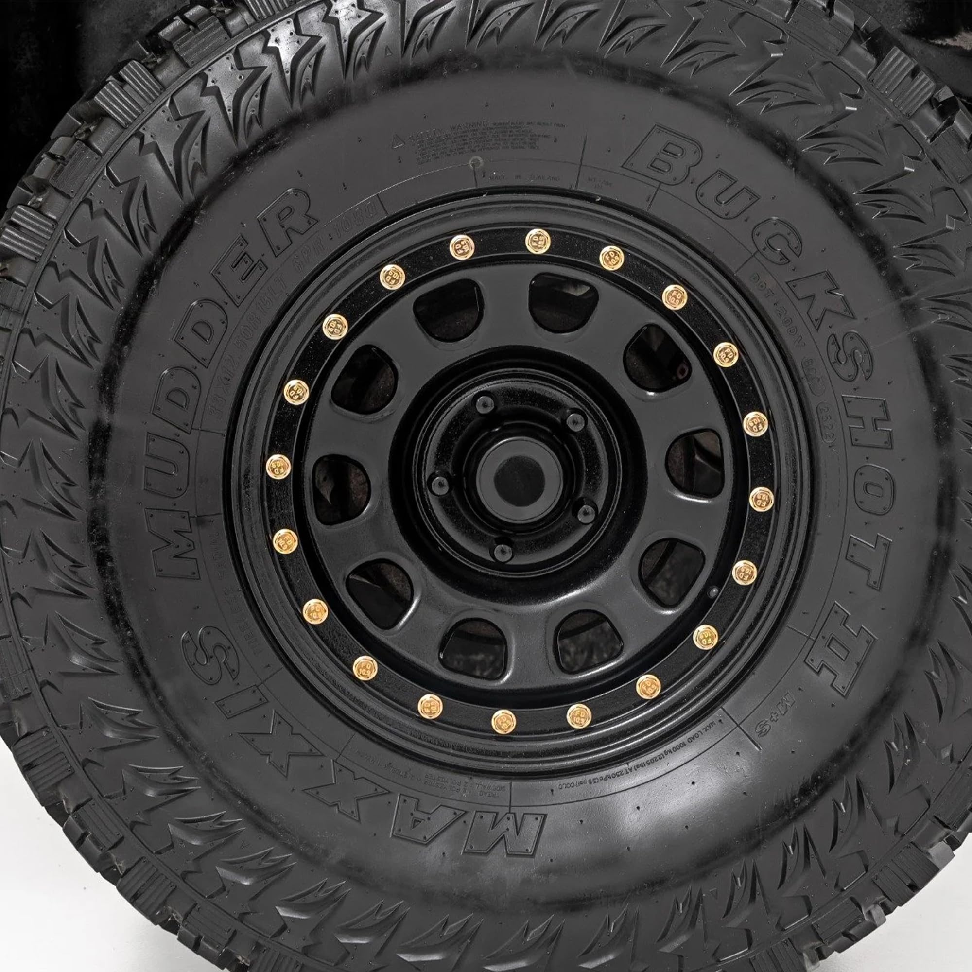 Rough Country 15x8 Black Steel Wheel Simulated Beadlock - 5x4.5, 19mm Offset, 3.30 Bore, Heavy-Duty Off-Road Rim for Trucks, Jeeps & SUVs