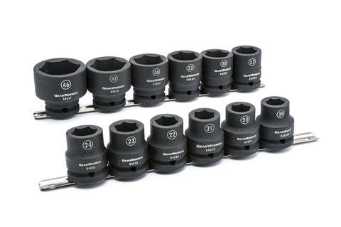 3/4" Drive GEARWRENCH Standard Impact Metric Socket Set 12 Pc., 6 Point - 84958