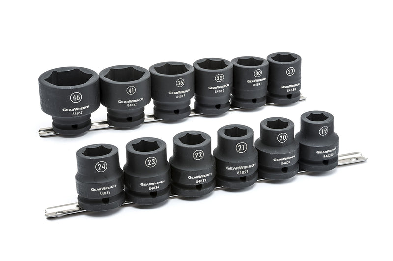3/4" Drive GEARWRENCH Standard Impact Metric Socket Set 12 Pc., 6 Point - 84958