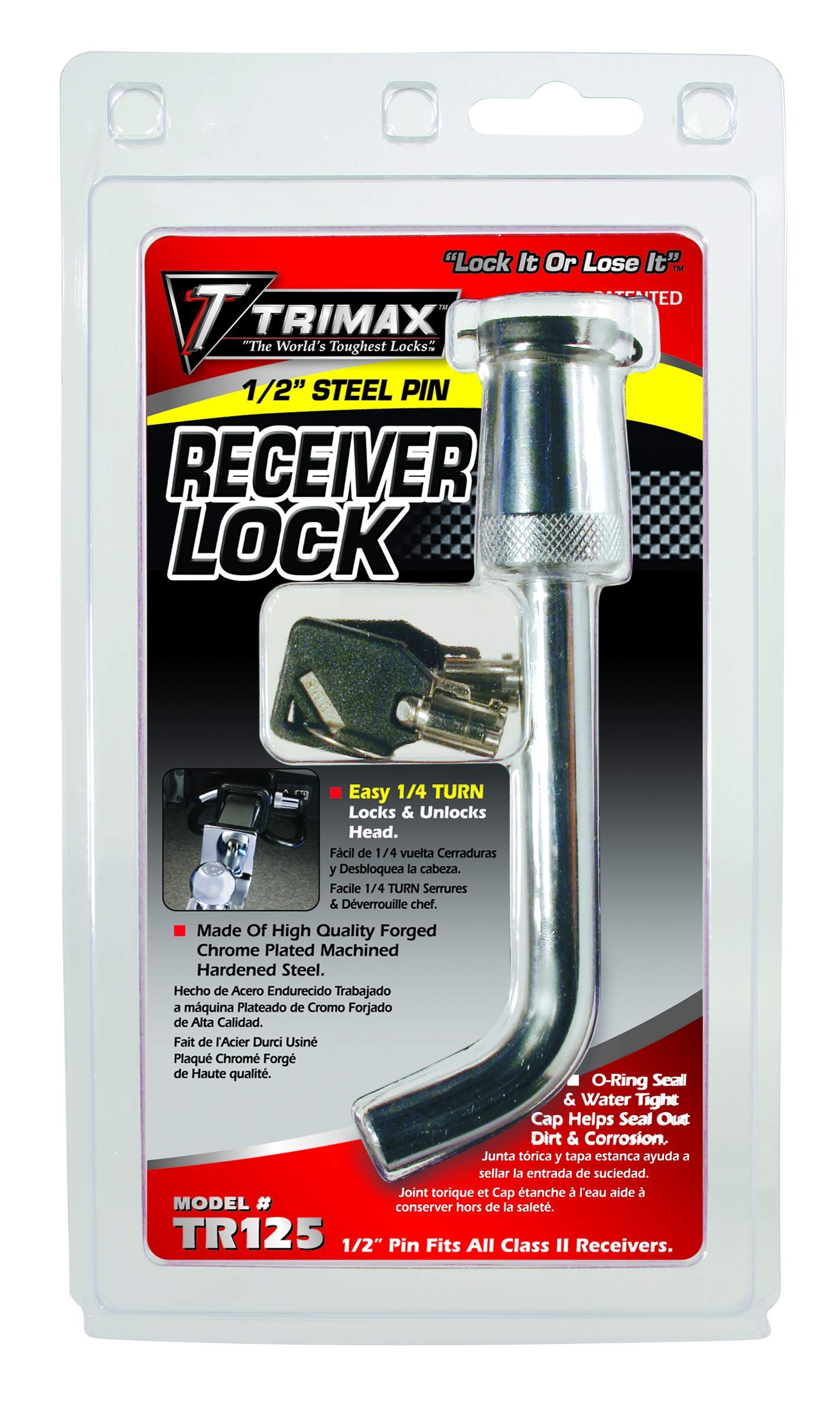 1/2" Key Receiver Lock Trimax TR125 - Bent Pin Style,Chrome