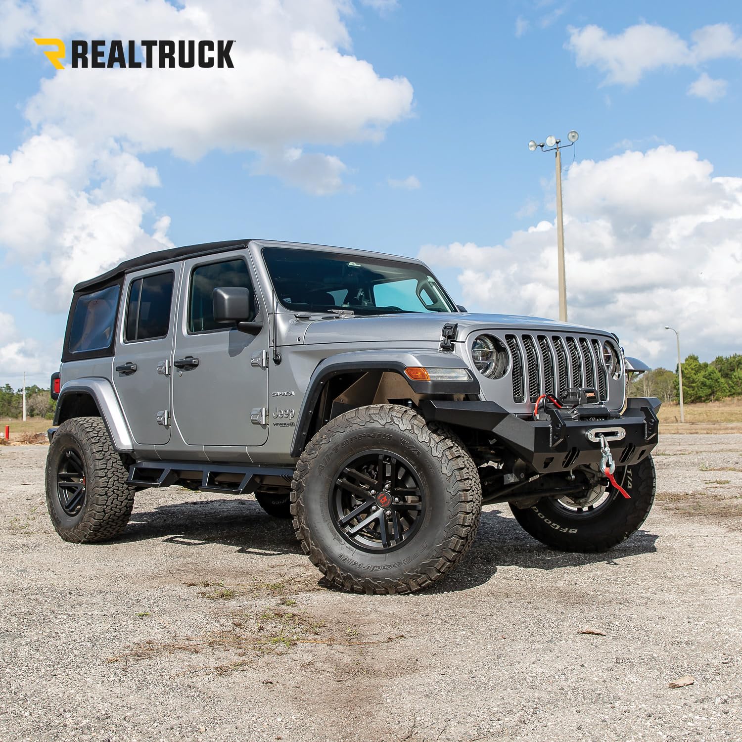 EpYx Steps RealTruck For Jeep Wrangler JLU | Cab Length, Steel, Textured Black | EXJ184-TX | Fits 2018-2024 Jeep Wrangler JLU 4 Door SUV, SRW Gas