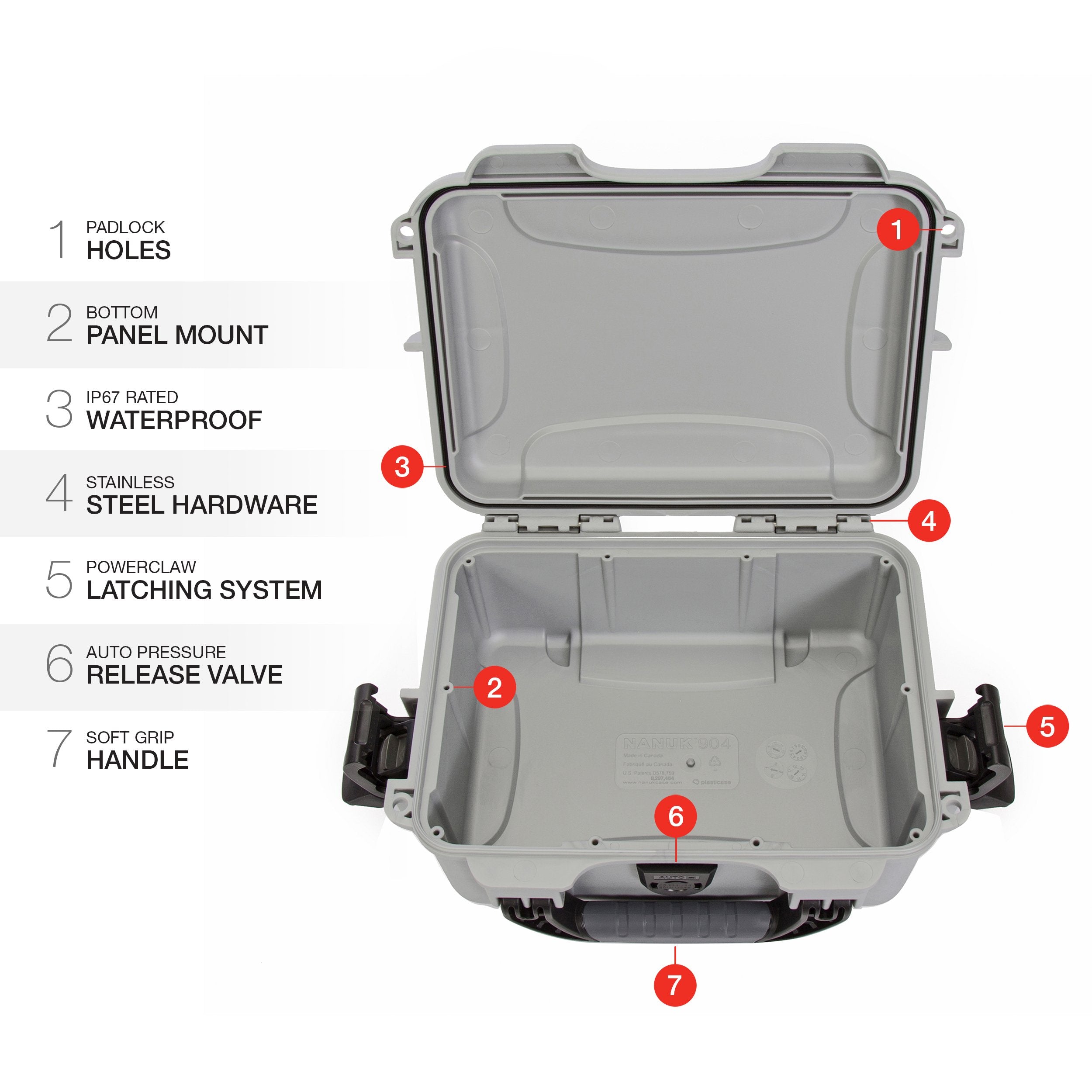 Waterproof Nanuk 904 Hard Case Empty - Silver