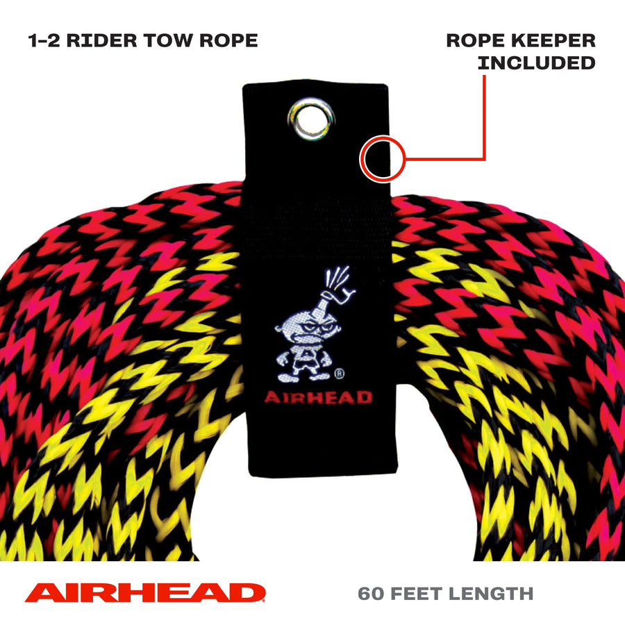 2 Section Airhead Tow Rope, 1-2 Rider Towable Tubes, 60-Feet, 2,375 Break Strength