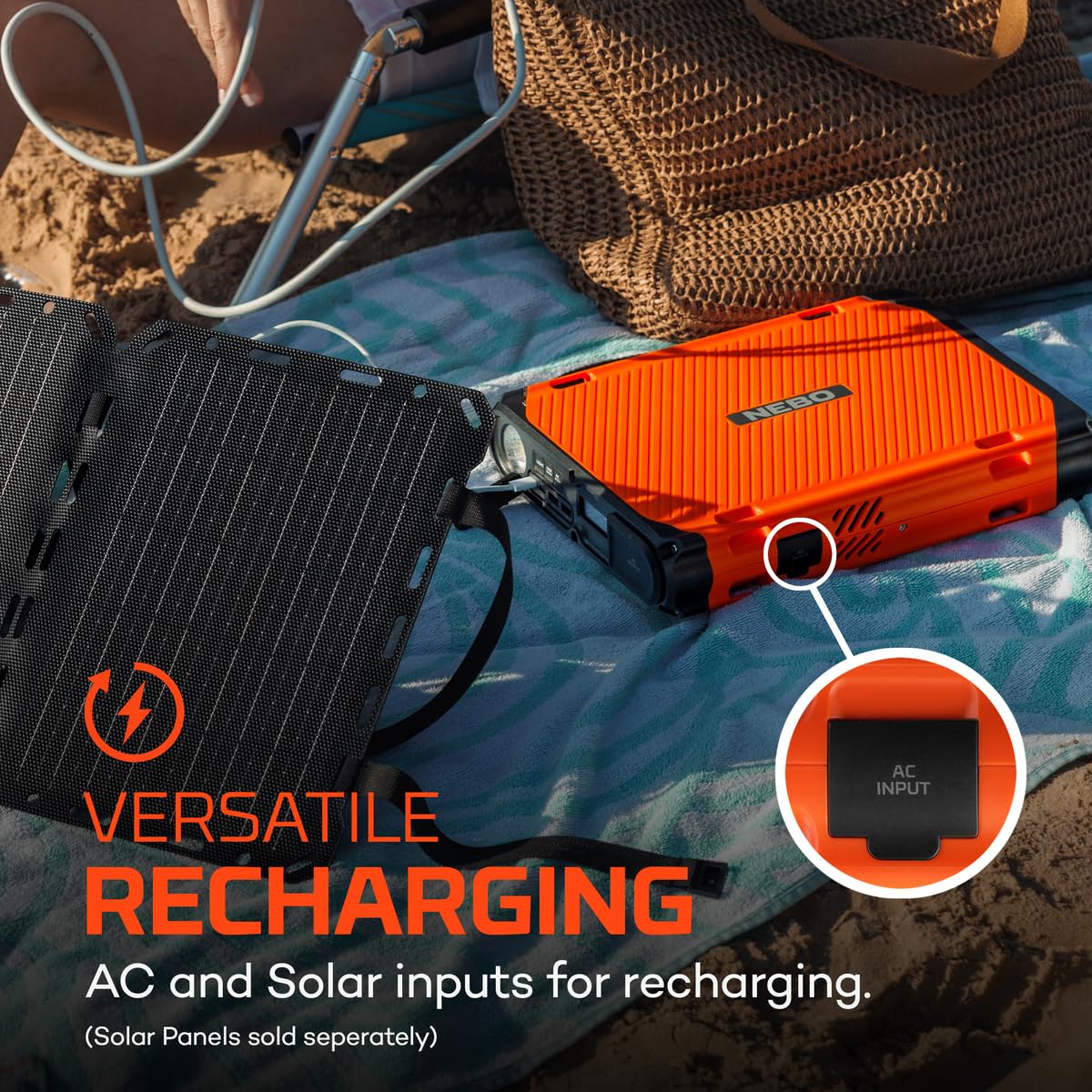300 Power Station NEBO RAMBLER | 300W Portable Power, 288 Wh Ulta-Slim Profile, 6-Way Multi-Device Charging, Emergency Power Supply, LiFePO4 Rechargeable Battery