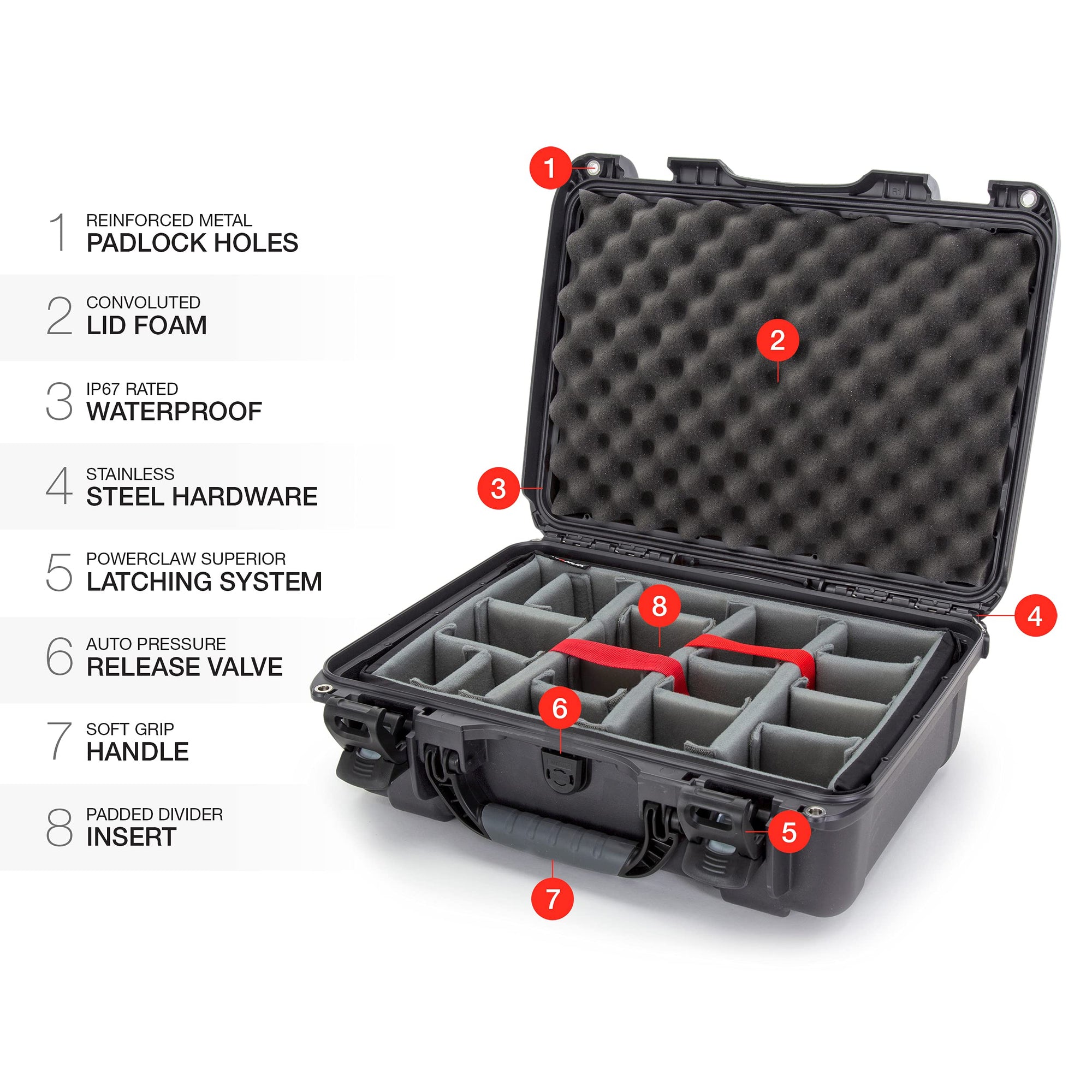 Waterproof Nanuk 925 Hard Case with Padded Dividers - Graphite