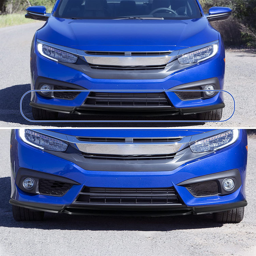 Spec-D Tuning Front Bumper Lip Black Body Kit Lower Spoiler Compatible with 2016-2018 Honda Civic Sedan