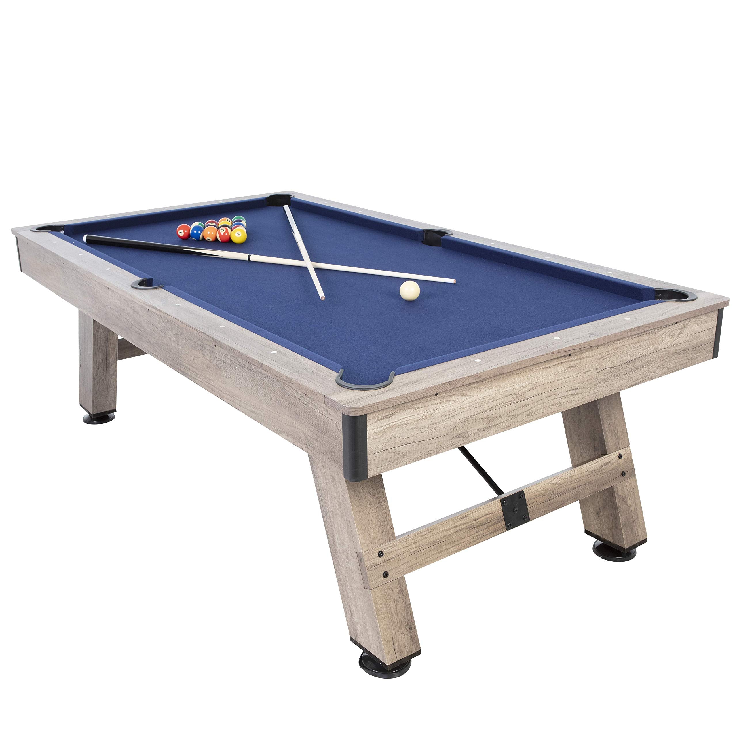 Brookdale American Legend 90” Billiard Table with Rustic Wood Finish and Navy Blue Cloth