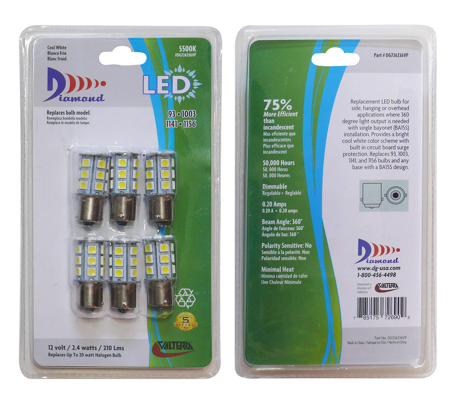 Valterra Group Products Diamond DG726236VP Bulb Replacement LED - Multi-Directional Use/Side Mount, Standard, Bright White