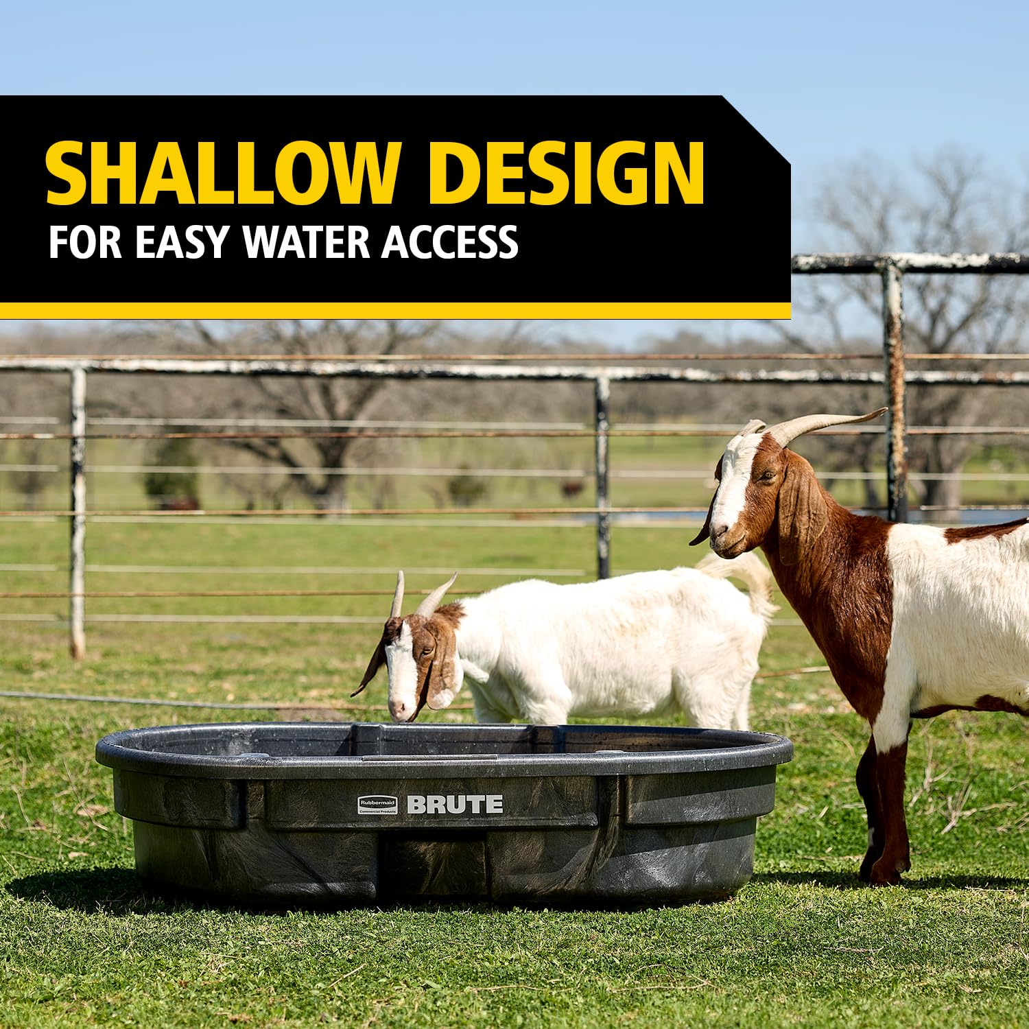 Rubbermaid Commercial Products 50-Gallons Stock Tank, Structural Foam, Heavy Duty Container, for Livestock/Animal/Cattle Feed & Water, Outdoor Homemade Pool/Hot Tub/Bathtub, & Pet Cleaning/Dog Wash