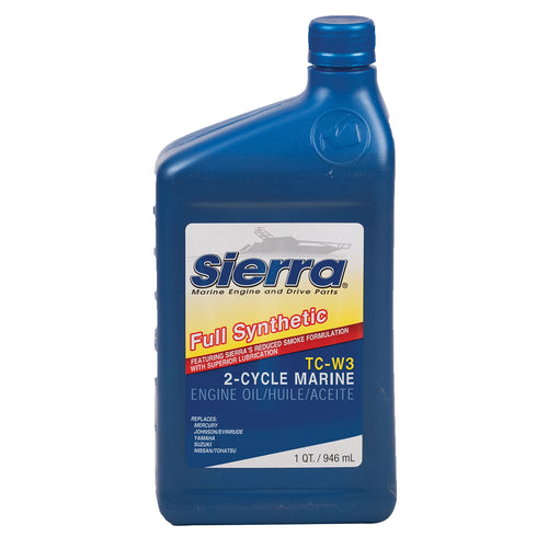 Sierra 2-Stroke Full Synthetic Outboard Engine Oil - 1 Quart, white 18-9540-2