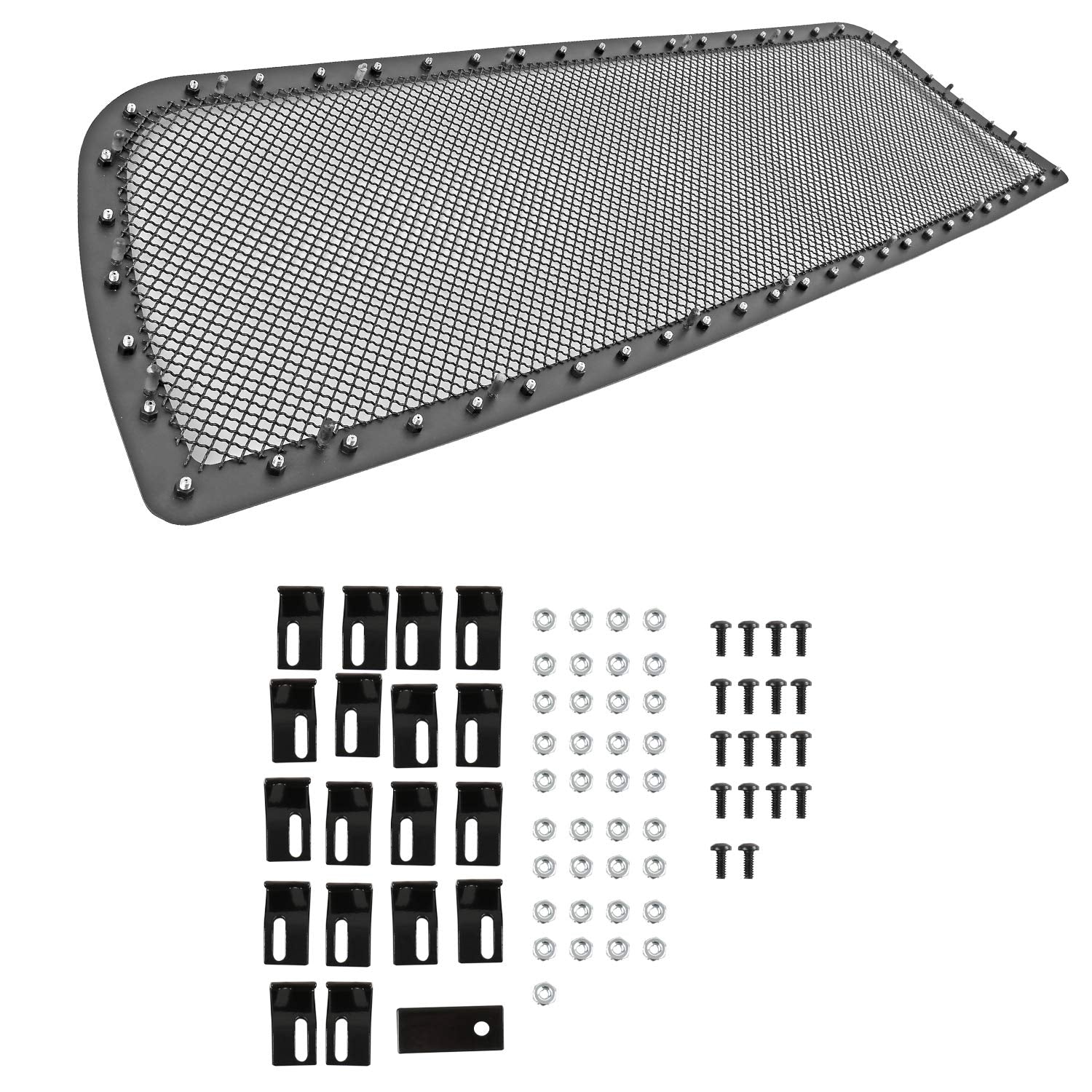 Rivet Style Black Studded S/S Mesh Hood Grille Insert Spec-D Tuning Compatible with Dodge Ram 2500 3500 2013-2018