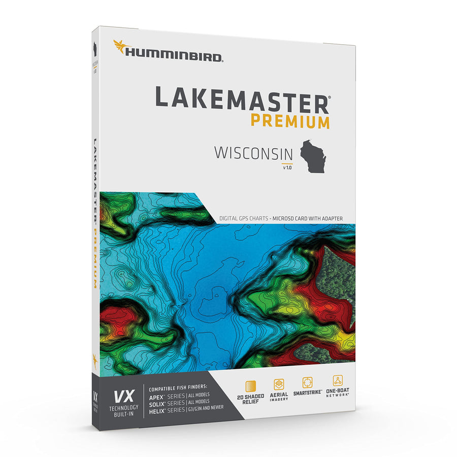 LakeMaster Premium Humminbird Wisconsin V1 Map SD Card for Fish Finders