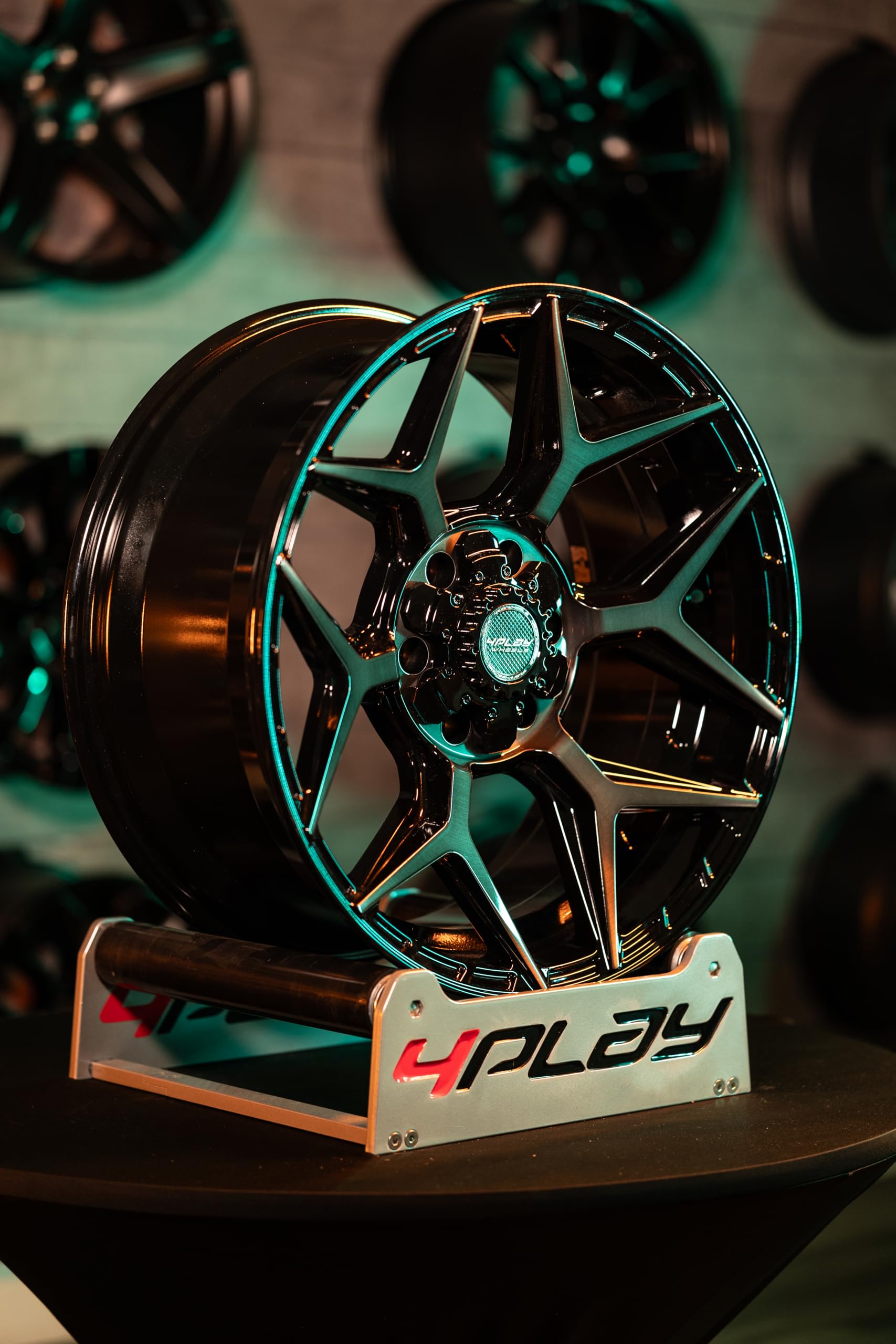 22 Inch 4PLAY Wheels Rim 4P06 Fits 5x127 & 5x139.7 22x10 Gloss Black Brushed with Tinted Clear (1)