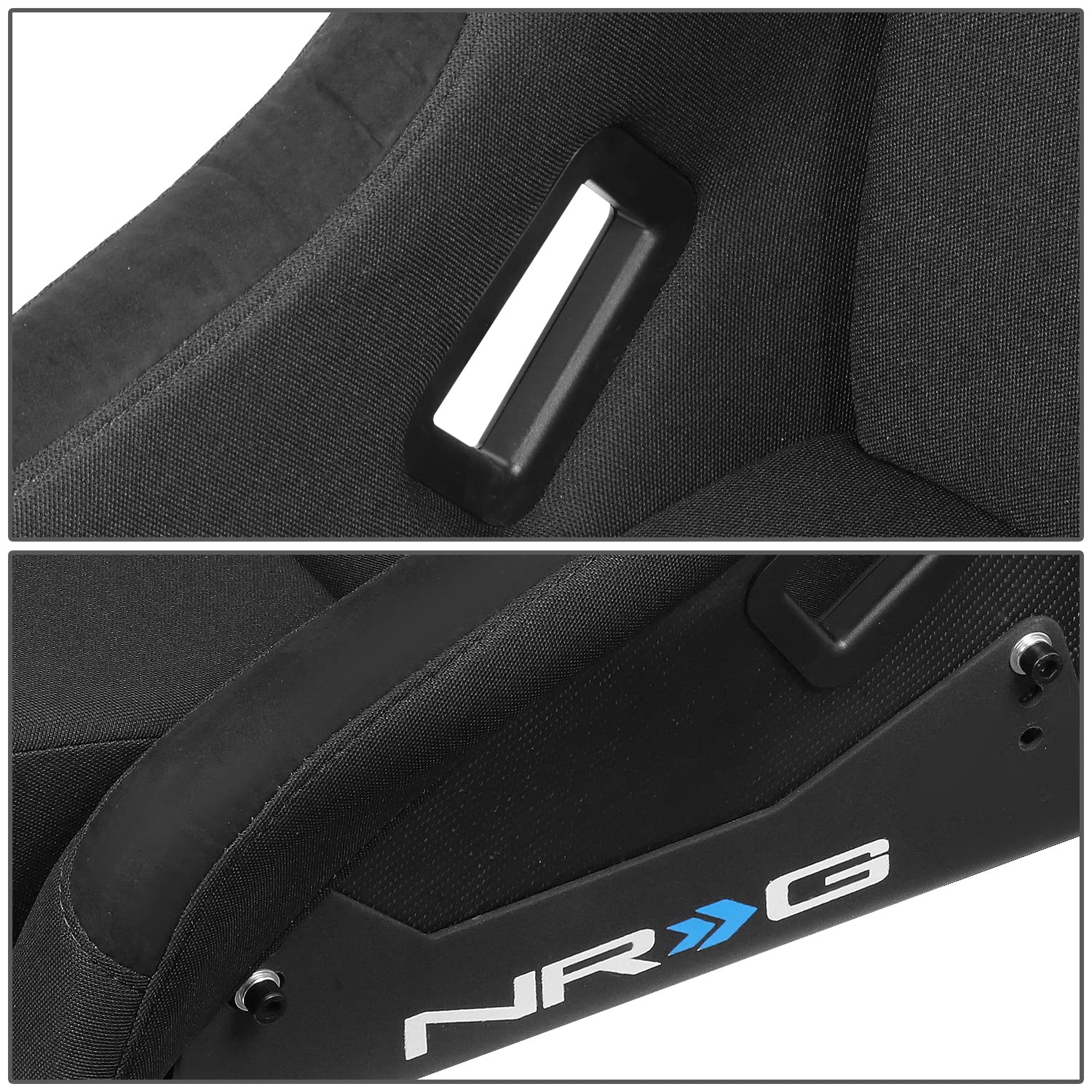 NRG Innovations Fixed Position NRG-RSC-302CF-BK Bucket Racing Seat with Universal Side Mount Bracket, Black Carbon Fiber Back