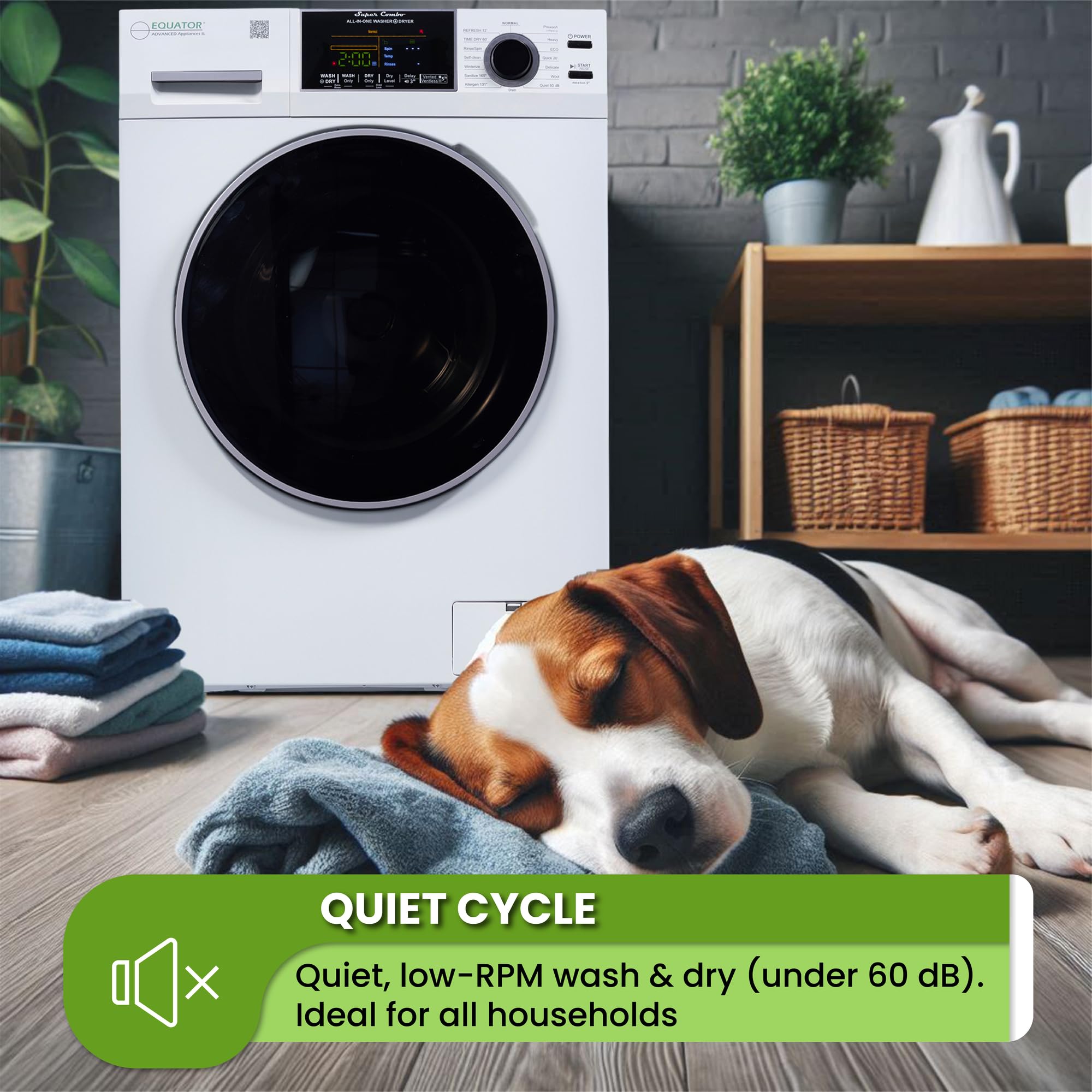 Vented/Ventless Equator Ver 3 Combo Washer Dry-1400RPM Color Coded Display White
