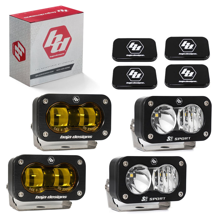 Baja Designs S2 Sport Fog Pocket LED Light Kit for Ford F-150 Raptor 2021-on; Bronco Raptor 2022-on (Amber)