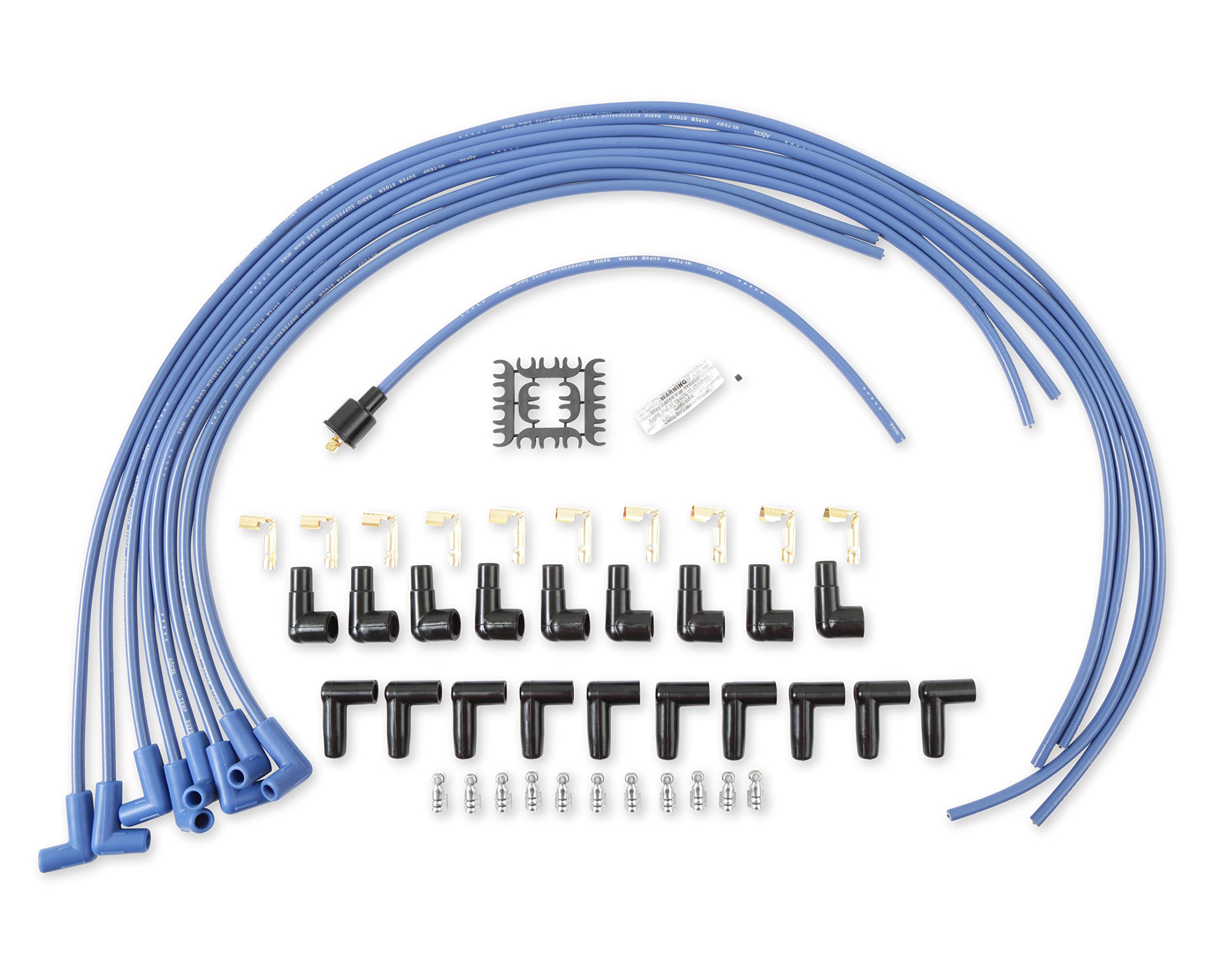 Spark Plug Wire Set- ACCEL 4041B 8mm - Blue Wire with Blue 90 Degree Boots