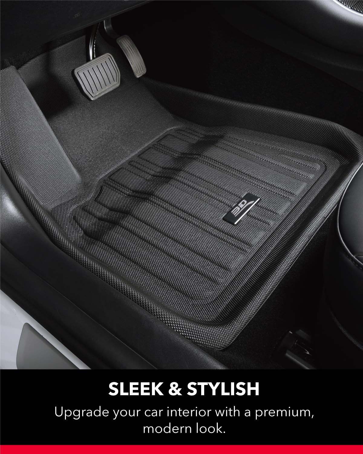 3D MAXpider Elitect Custom Fit Floor Mat (Black) Compatible with Tesla Model X 5-Seat 2022-2025 - Full Set