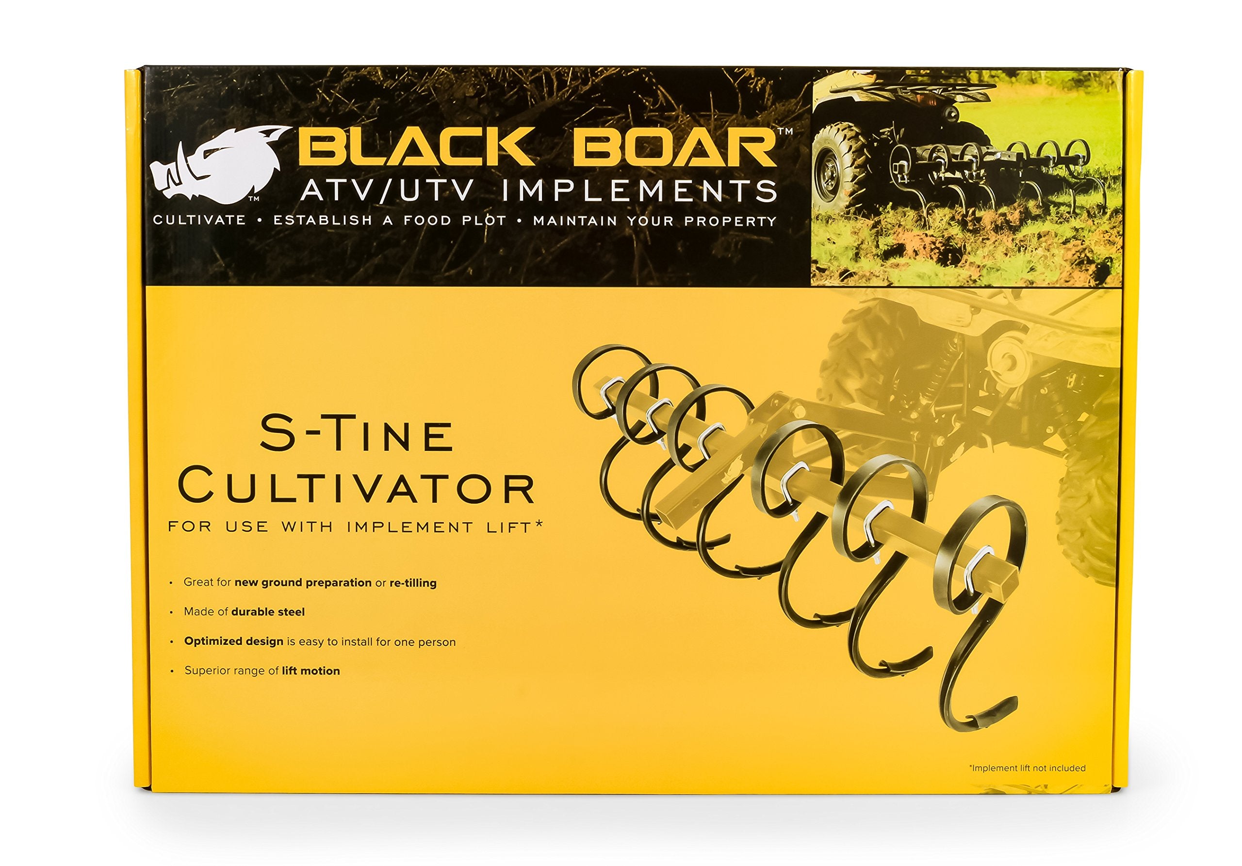Camco Black Boar S-Tine ATV/UTV Cultivator, for New Ground Preparation or Re-tilling (66007), Implements