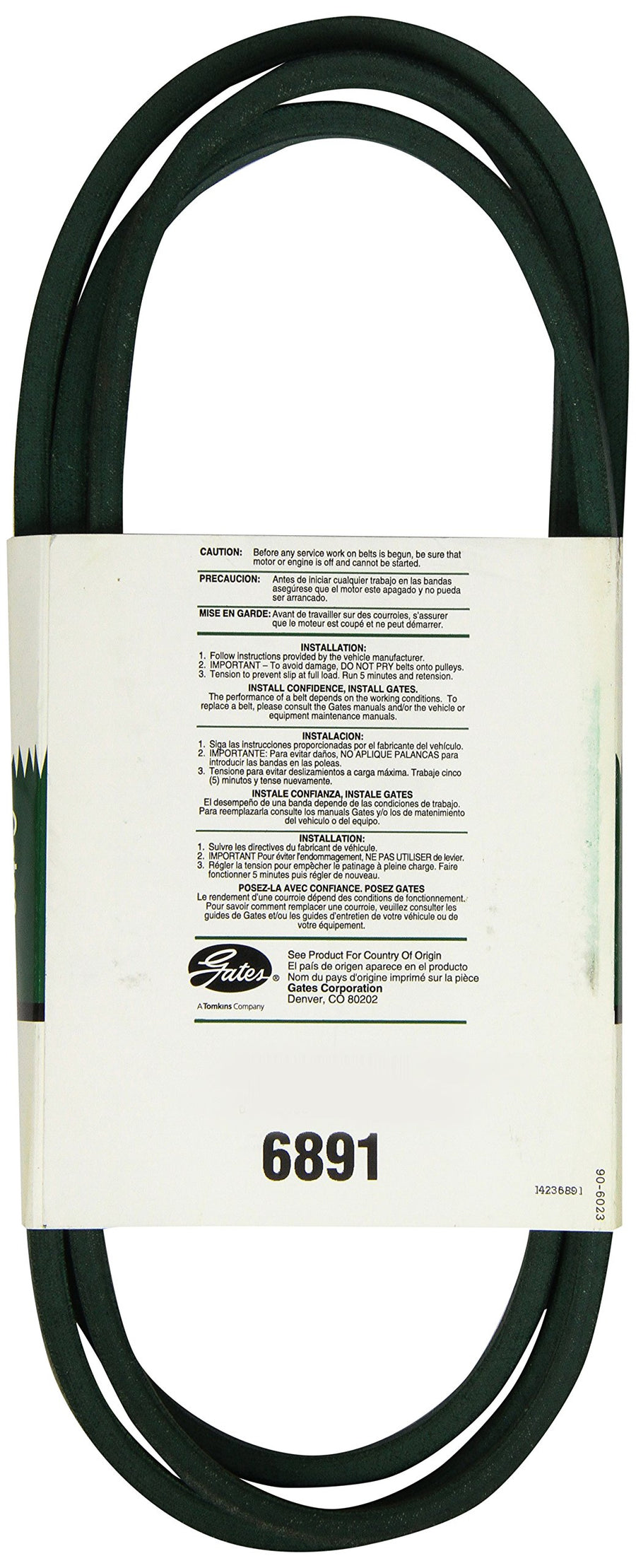 6891 Gates 1/2" X 91" PoweRated V-Belt
