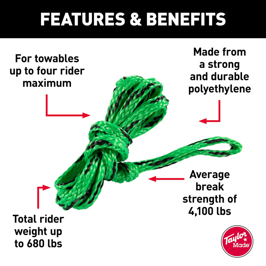Taylor Made 4K Towable Tube Rope, 60 ft. Long, Supports Four Riders up to 680 lbs., 15mm polyethylene Tow Rope, 4,100 lb. Break Strength - 2021150643