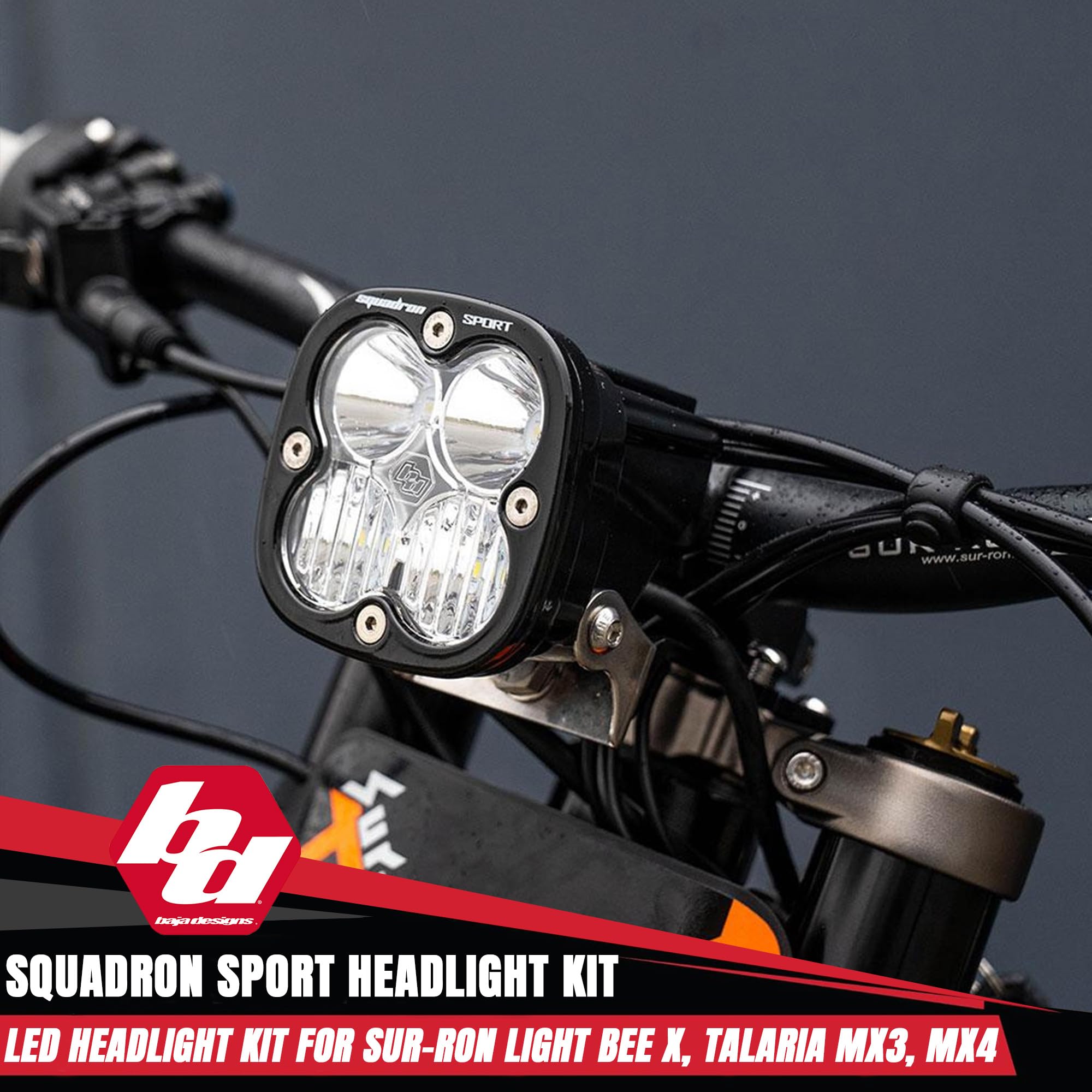 Squadron Sport Baja Designs Headlight Kit for Sur-Ron Light Bee X and Talaria MX3/MX4 (Driving Combo; Clear)