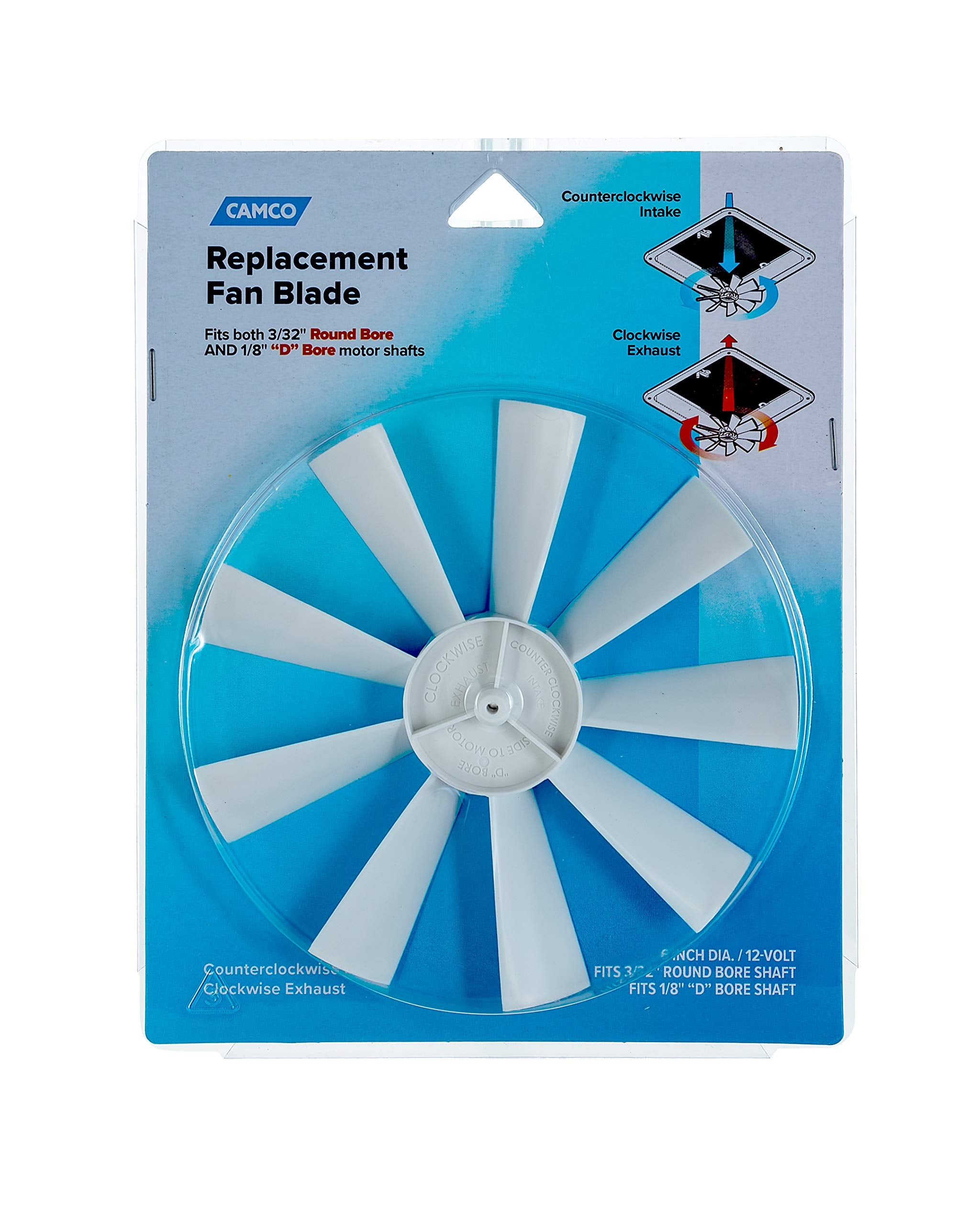 Camco Inverse Fan Blade Replacement Camper/RV Vent | Features a 6-Inch Diameter | Compatible with Counterclockwise Intake or Clockwise Exhaust (40429)