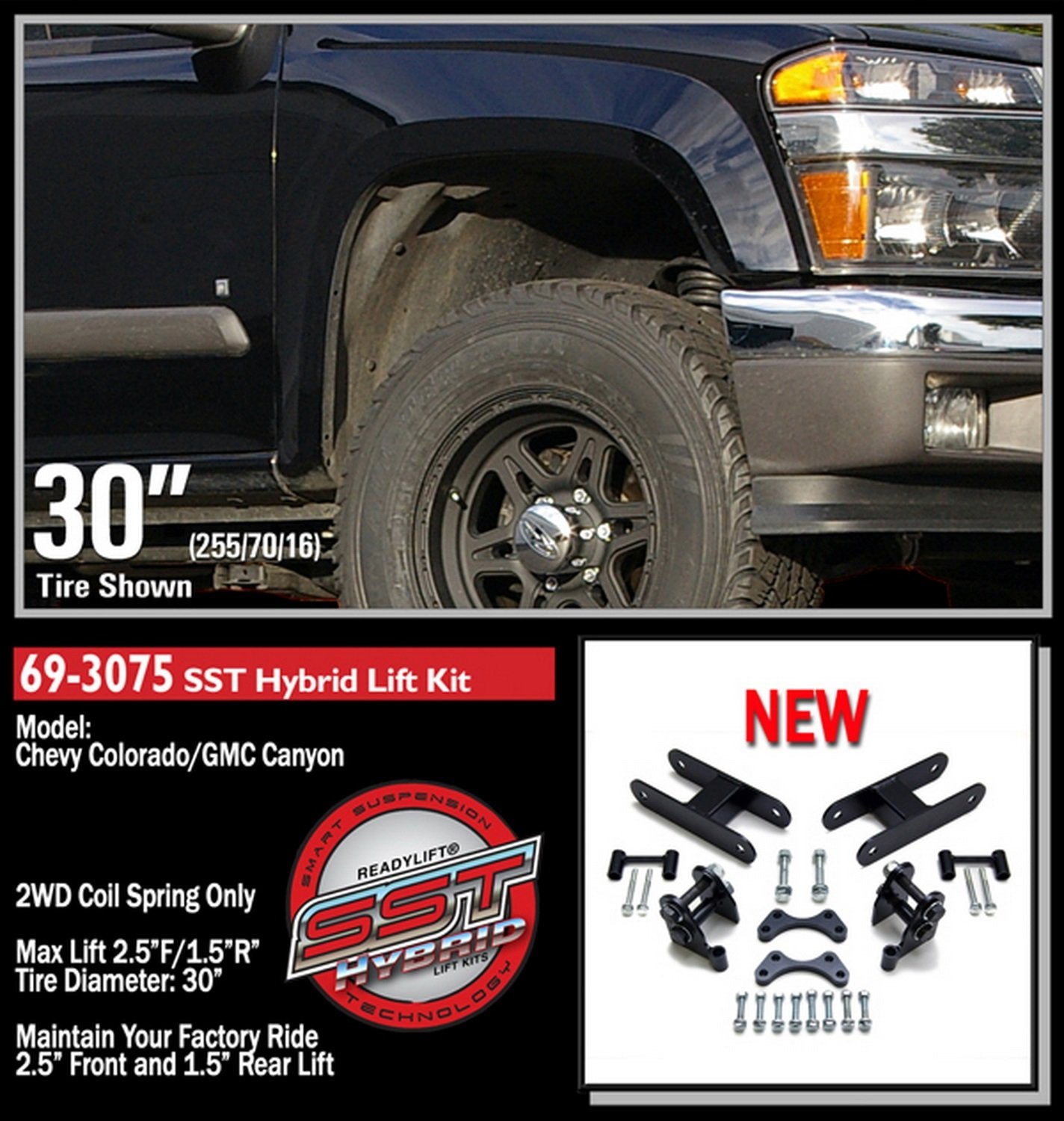 ReadyLift 69-3075 SST Hybrid Lift Kit 2.5" Front and 1.5" Rear - GM Colorado / Canyon 2WD 2004-2012