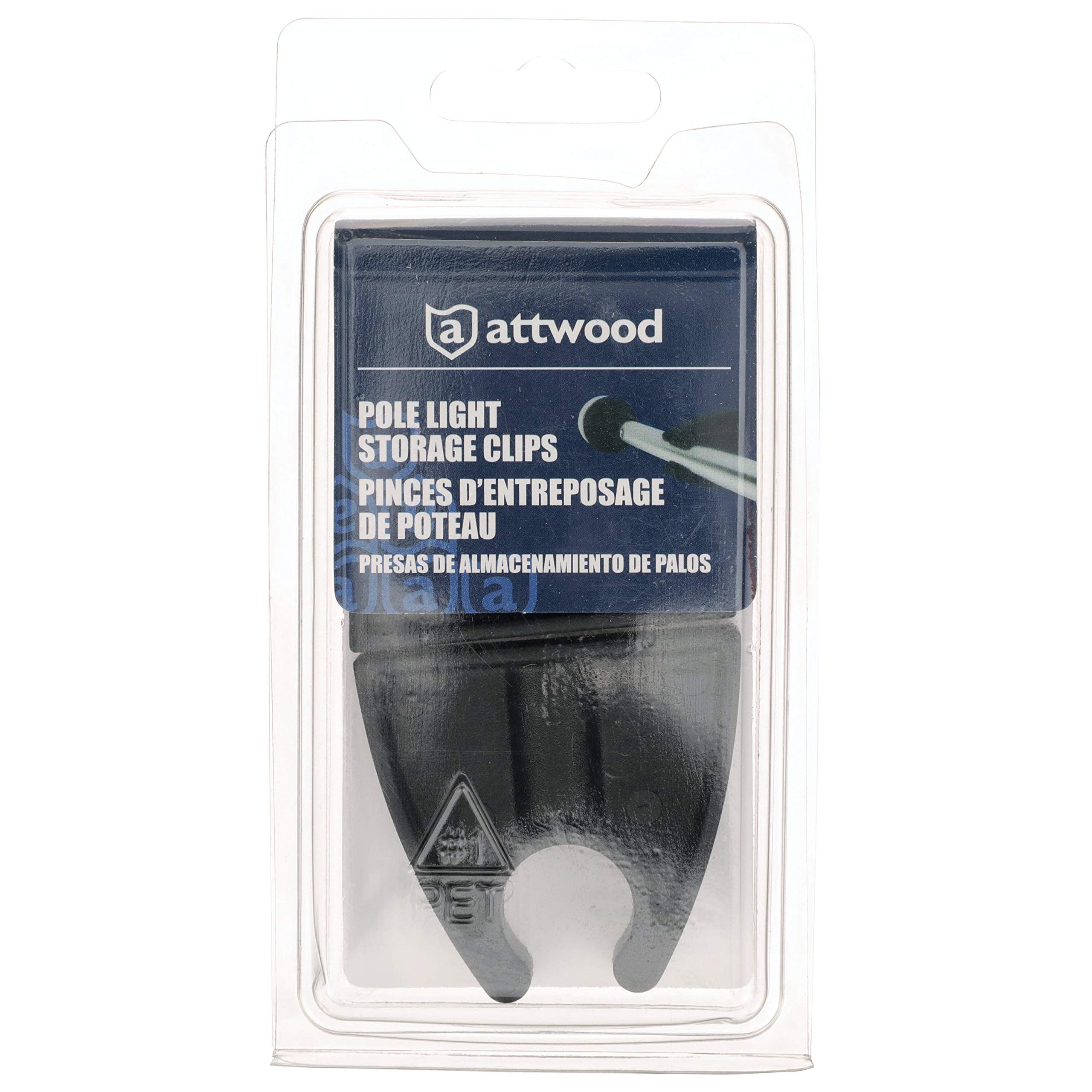 Pole Light Storage Clip Attwood 7571L7, Holds ¾-Inch-Diameter Poles, 2 Inches L x 1 ½ Inches H, Black Plastic