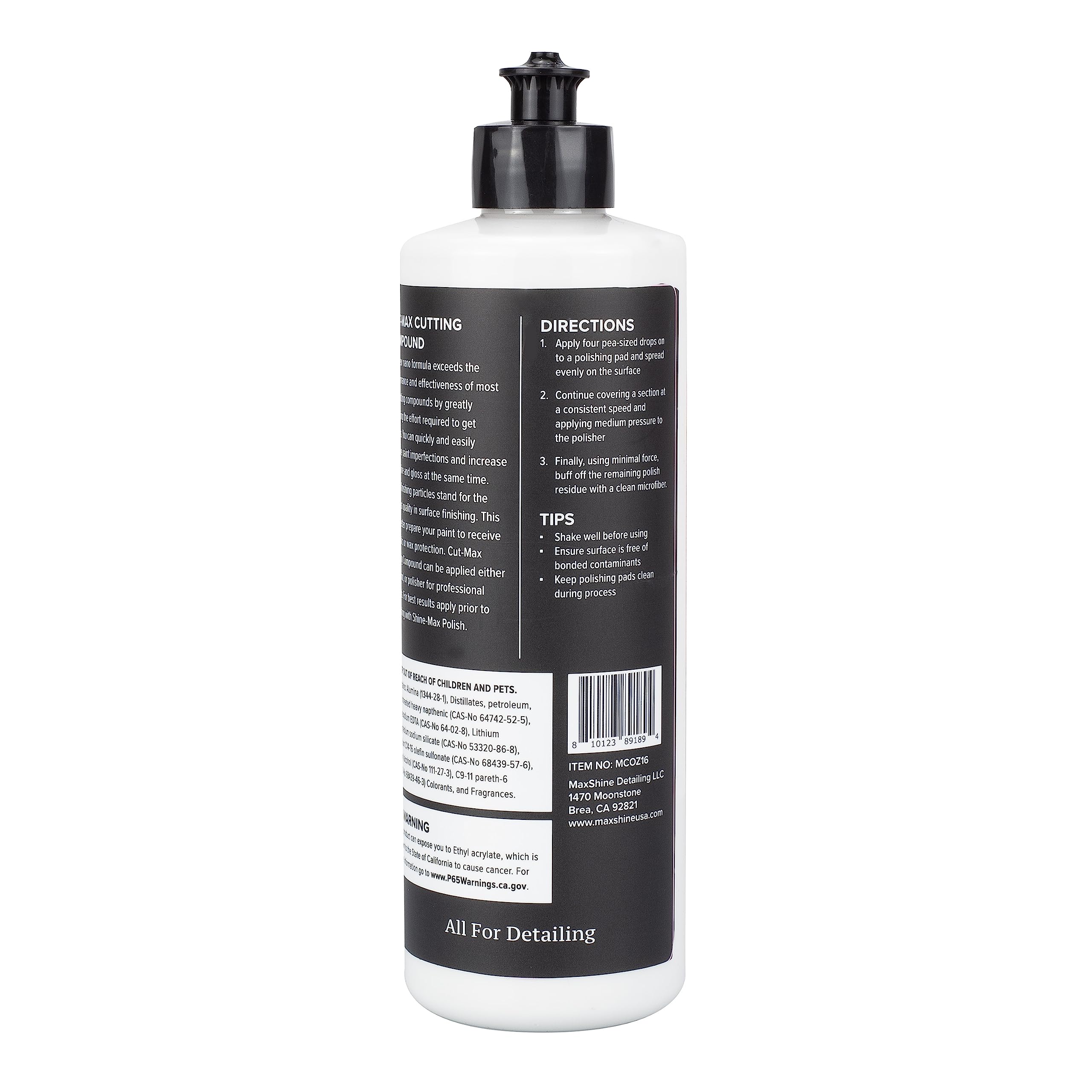 Cut Max Maxshine 16oz Fast-Cutting Compound | Professional Car Paint Correction Polish for Scratch & Heavy Swirl Removal | Buffing & Polishing Compound | Auto Detailing Supplies for Car Care