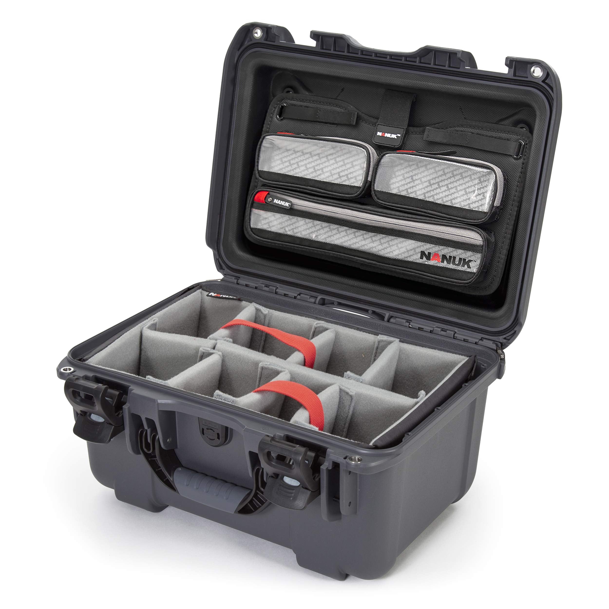 Waterproof Nanuk 918 Hard Case with Lid Organizer and Padded Divider - Graphite
