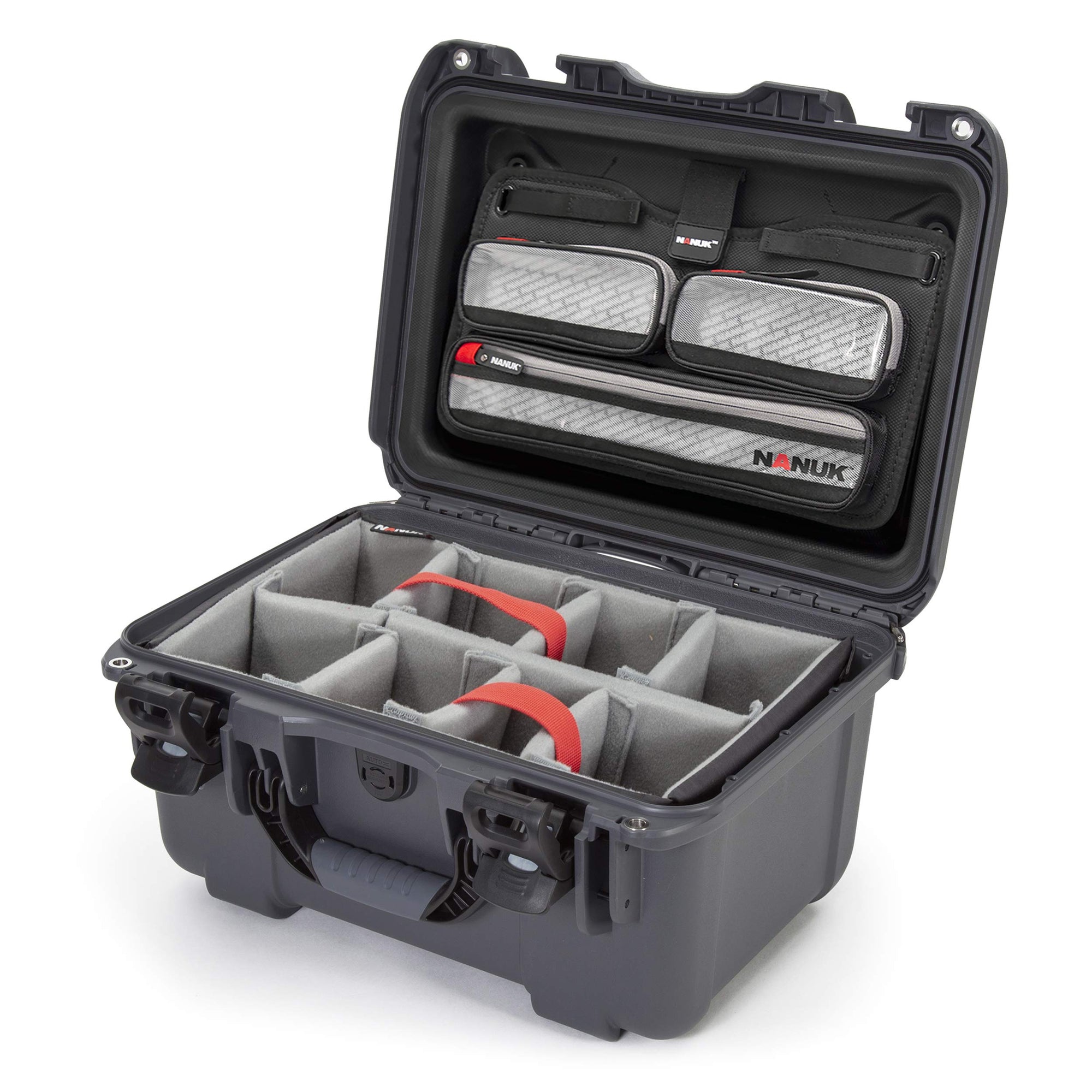 Waterproof Nanuk 918 Hard Case with Lid Organizer and Padded Divider - Graphite