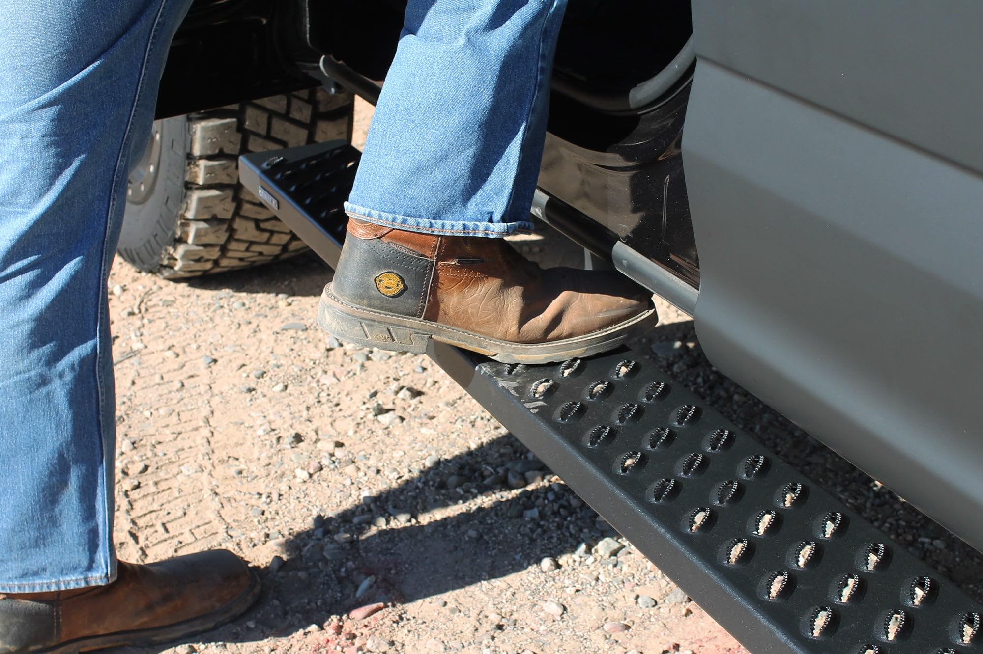 Raptor Series Running Boards 6.5in Wide Sawtooth Grip Black Aluminum Compatible with Crew Cab 2019-2026 Ranger