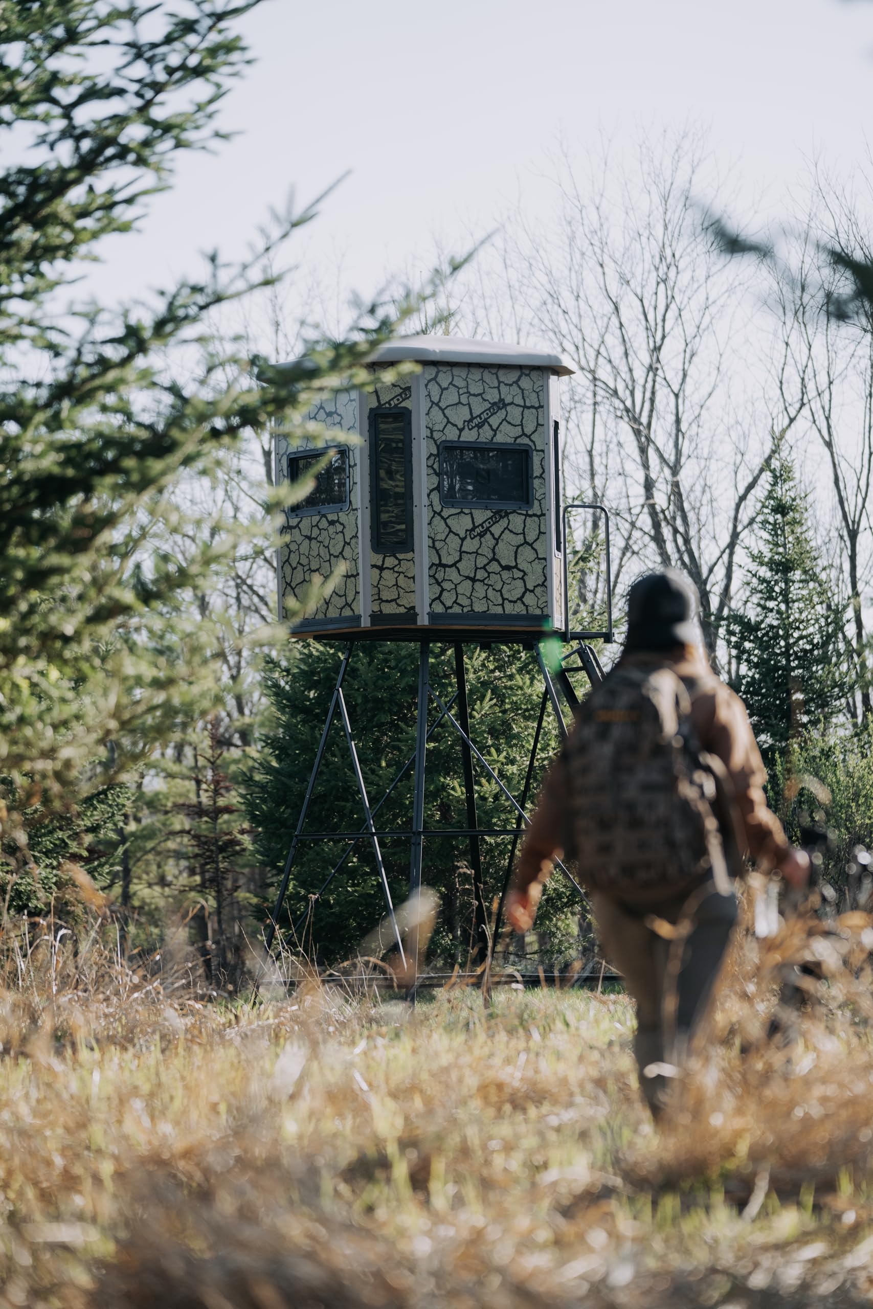 Bull XL Muddy Box Blind w/Elite 10' Tower, Steel Wall Construction, Cracked Mud Camo