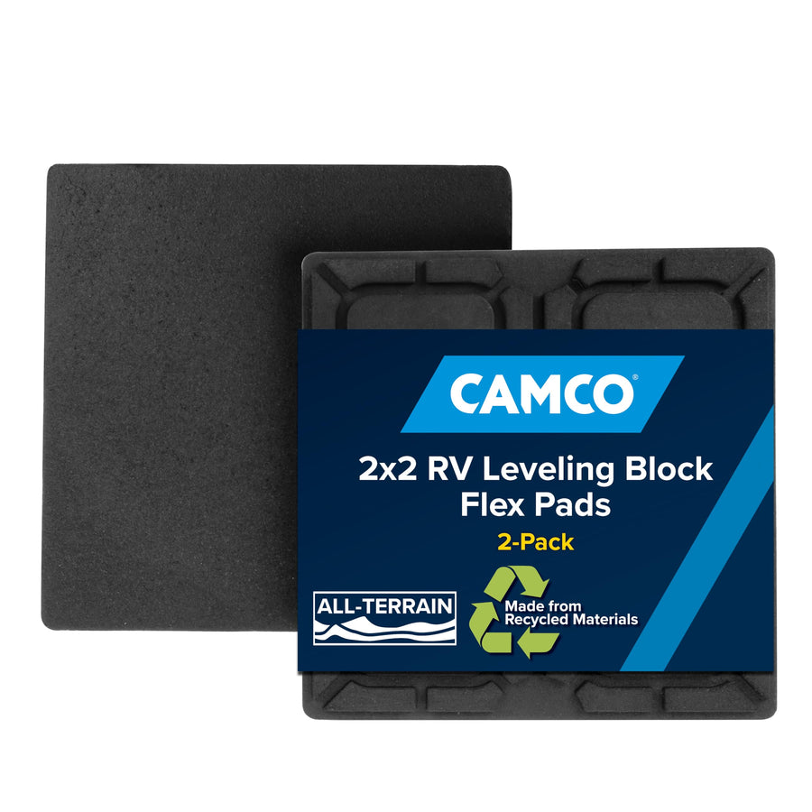 Camco RV Universal Flex Pads for Leveling Blocks - Prevents Sinking of RV Jacks & Stabilizers Into Soft Ground - RV Leveling Made Easy - Blocks Measure 8 1/2" x 8 1/2" (44600)