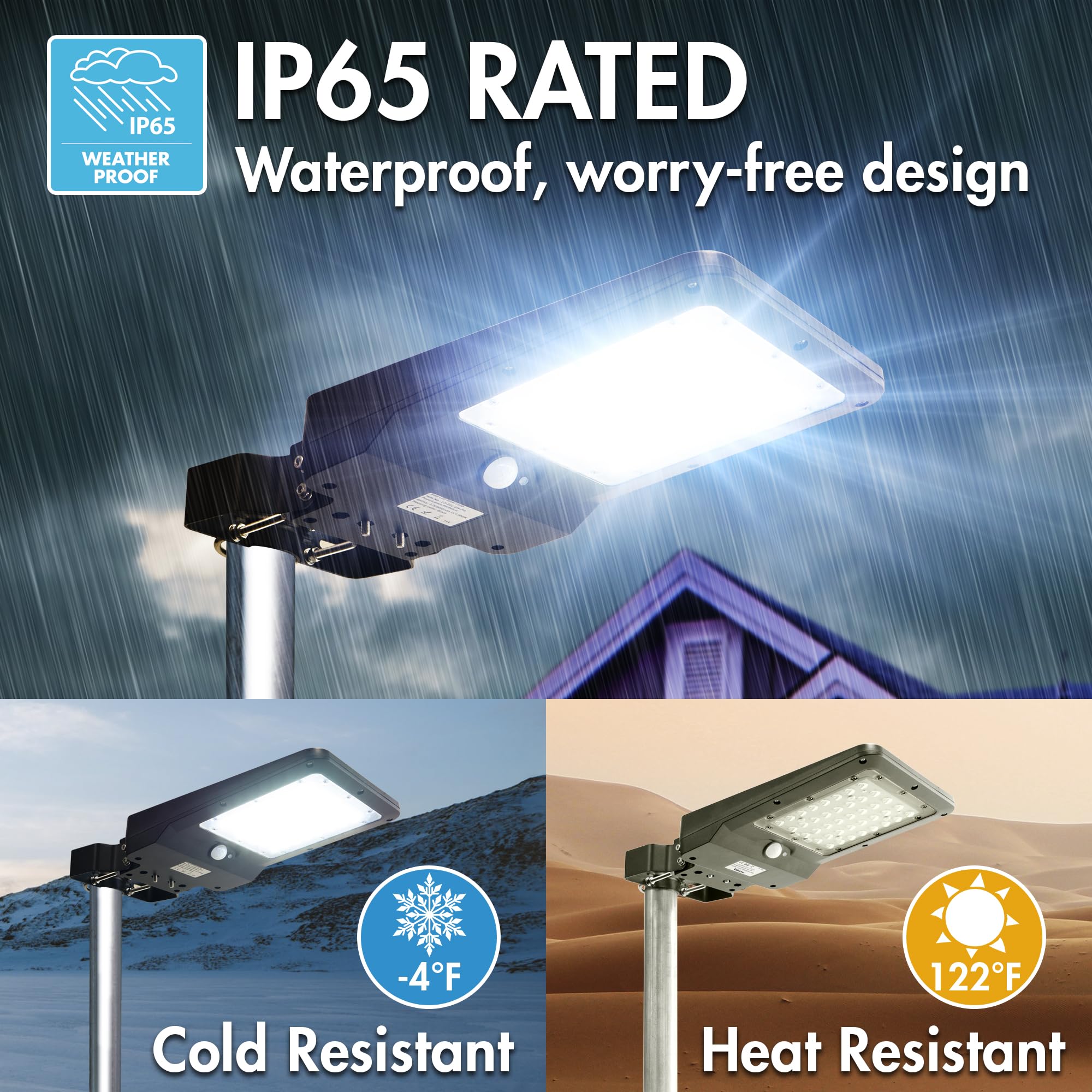 Wagan 1000 Lumen EL8588 LED Integrated Solar Street Lamp Security Flood Light Motion Sensor Waterproof Weatherproof Dusk to Dawn Solar LED Light Lamp for Outdoor Garden Yard Path Parking Lot