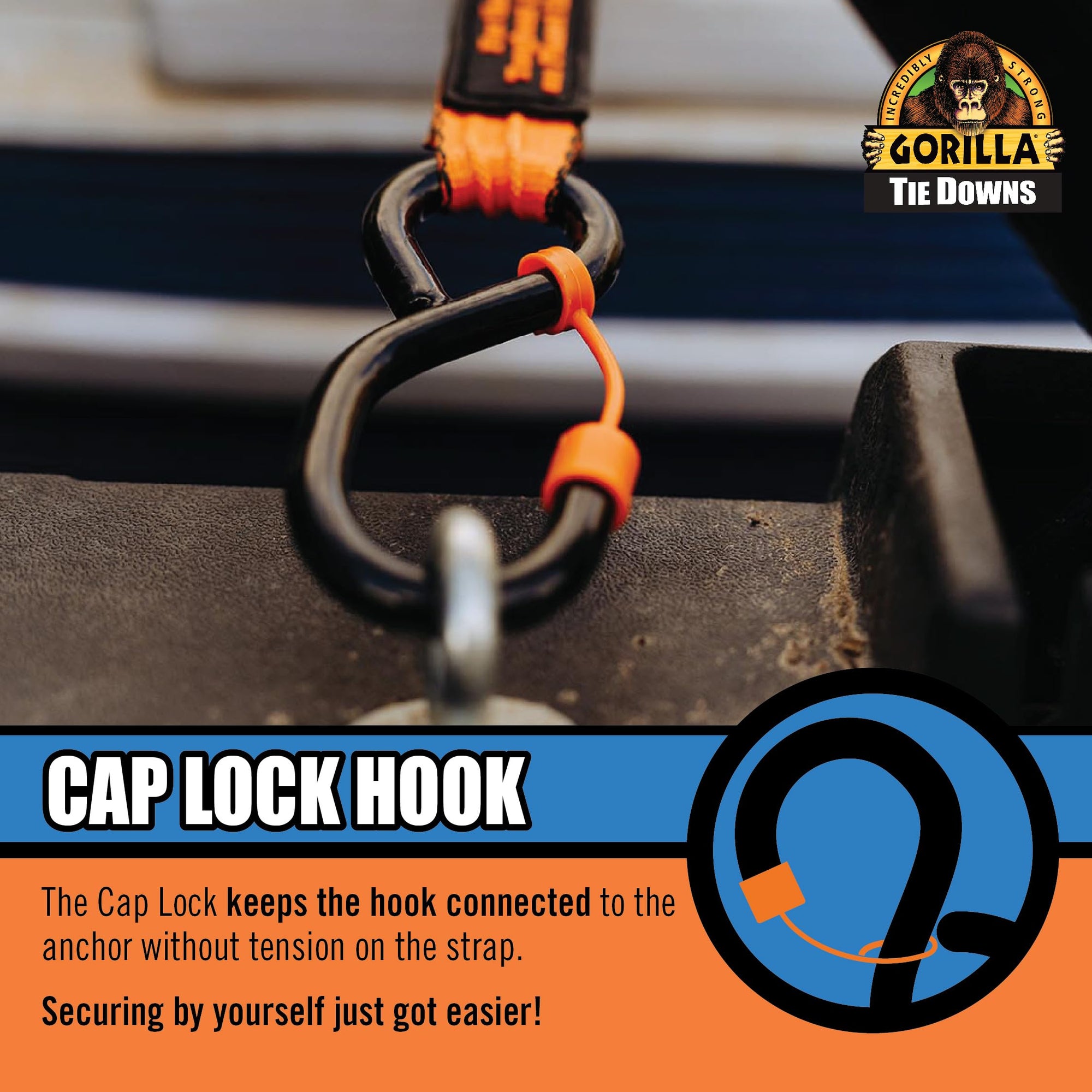 Gorilla 1" X 12' Ratchet Strap with Cap Locks and Gorilla-Grip Handle - Orange Webbing 92004E