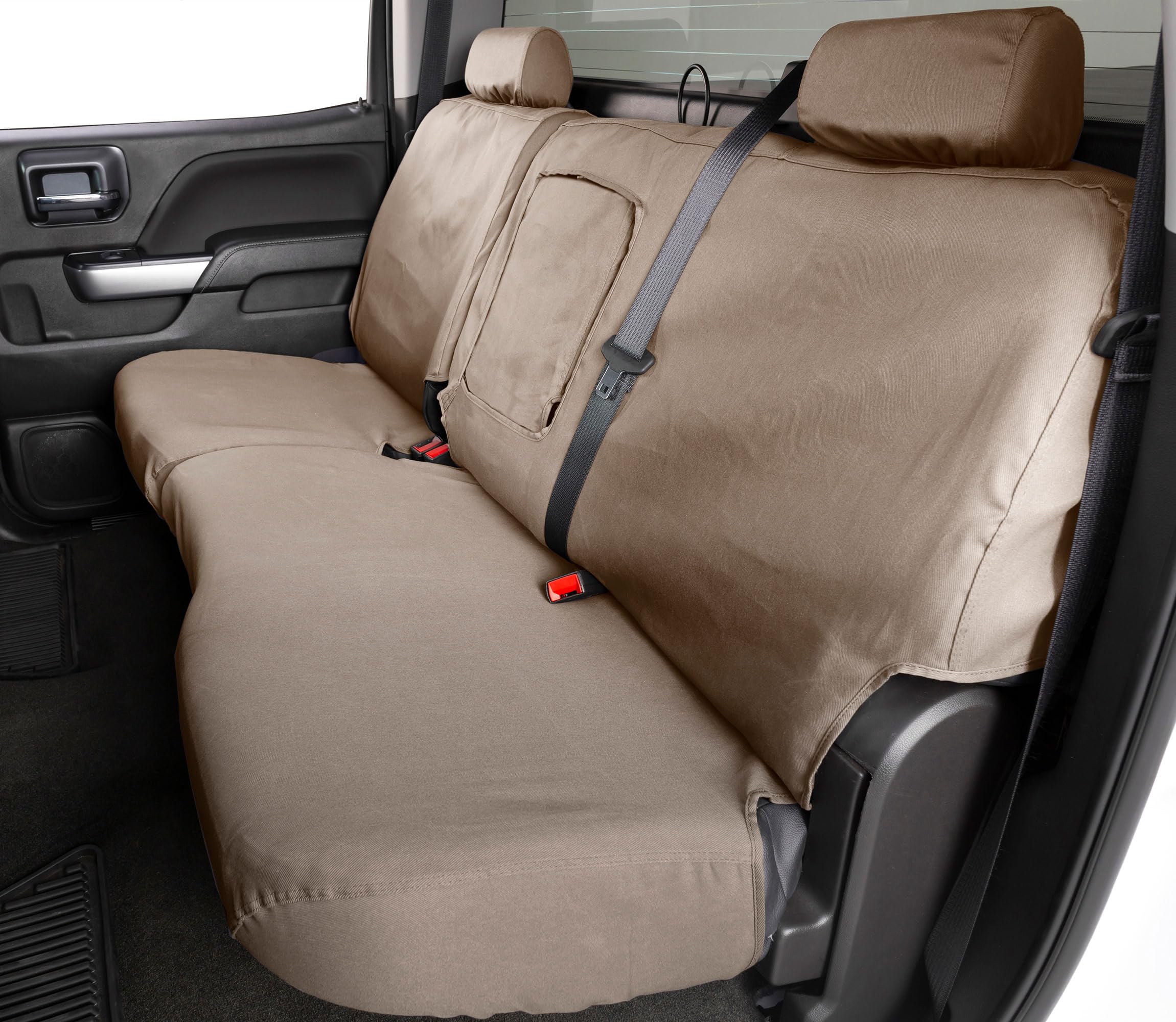 Covercraft Custom Polycotton Seat Covers | Fits 2018-2021 Toyota Camry (Includes Hybrid) | 2nd Row 60/40 Bench Seat, Taupe