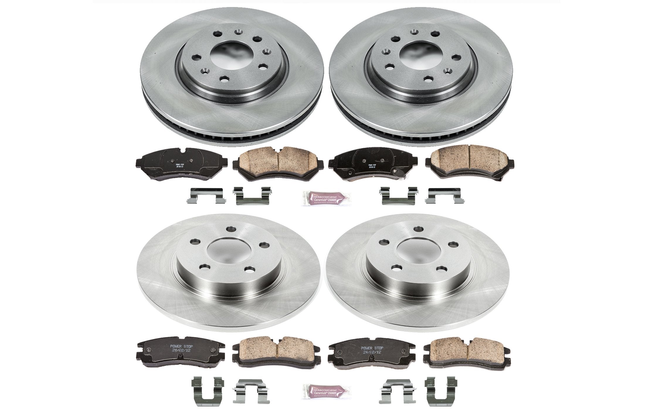 Power Stop Autospecialty KOE2732 Front and Rear Replacement Brake Kit-OE Brake Rotors & Ceramic Brake Pads