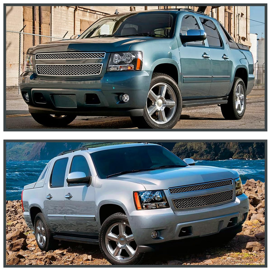 Black Headlights SPEC-D TUNING Compatible with 2007-2014 Chevy Avalanche, 2007-2014 Tahoe Suburban, L+R Pair Head Light Lamp Assembly