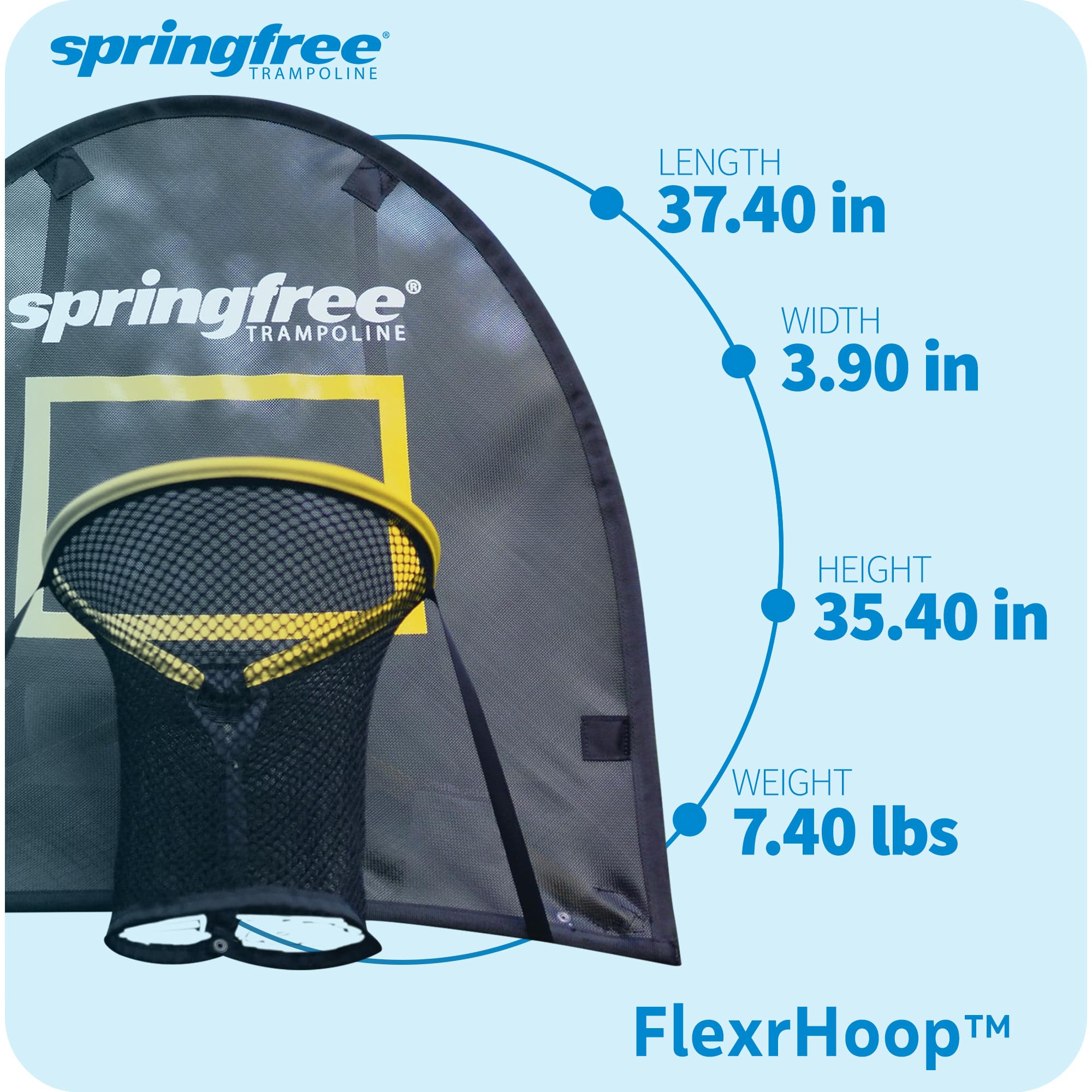 Springfree Basketball Hoop FlexrHoop Attachment for Trampolines with Ball & Pump - Soft Accessory for Outdoor Backyard Recreational Trampoline, Active Play & Jumping Fun for Kids, Adults & Family