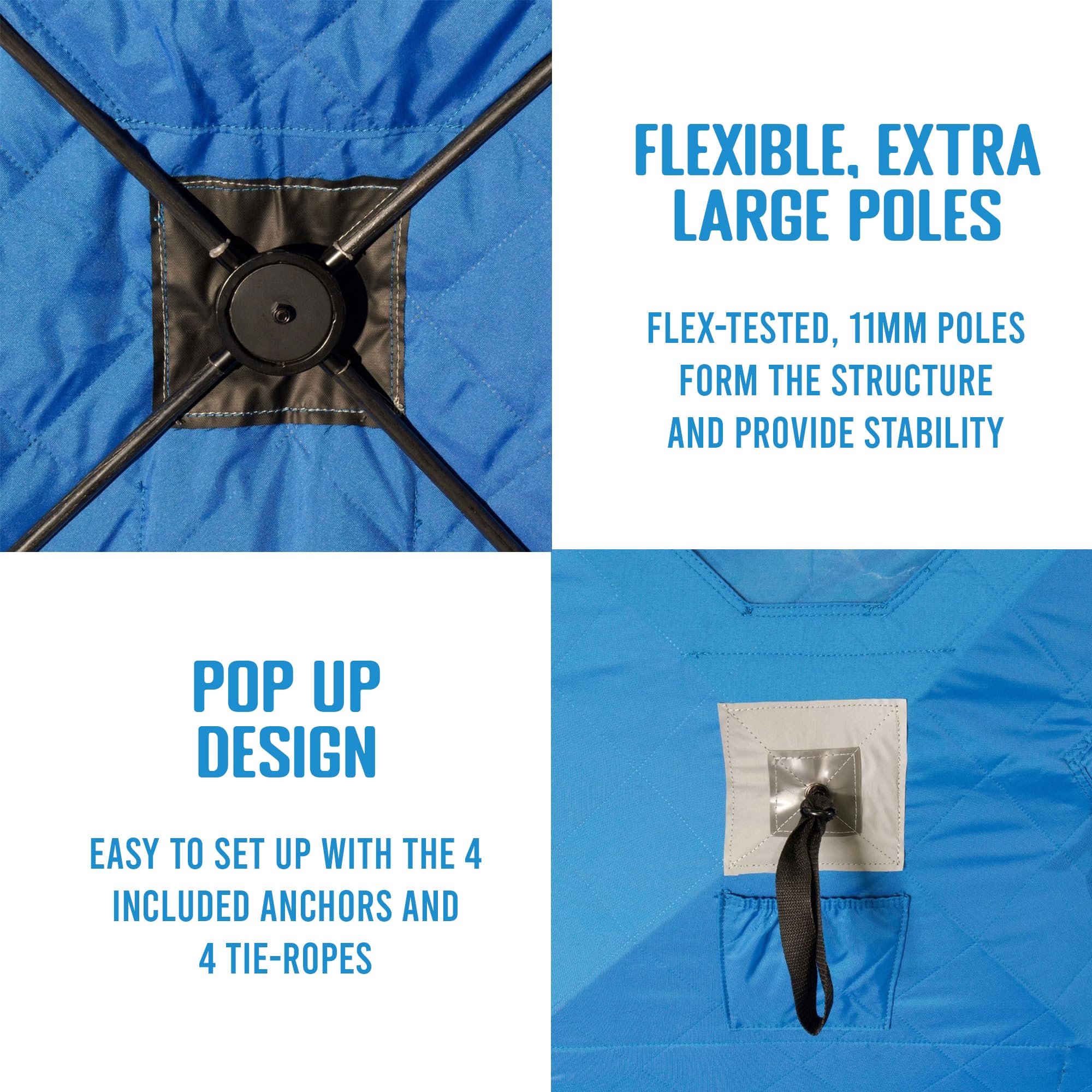 C-560 CLAM 4 Person Thermal Ice Fishing Shelter - 7.5 ft Pop Up Tent with Anchors & Carry Bag