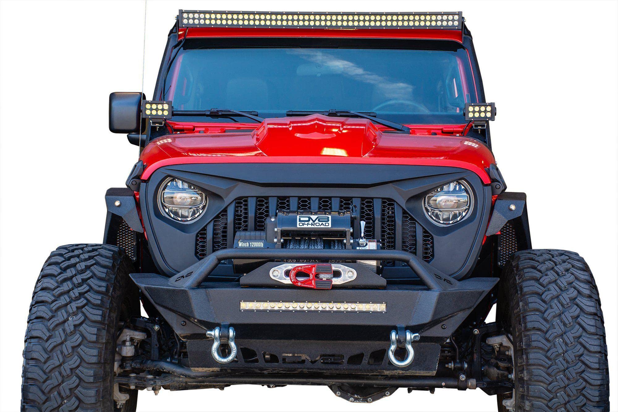GRJL-01 | DV8 Offroad | ABS Grill Shell fits 2018-Current Wrangler JL and 2020-Current Gladiator JT | Aggressive Design | Customizable Flat Black Finish