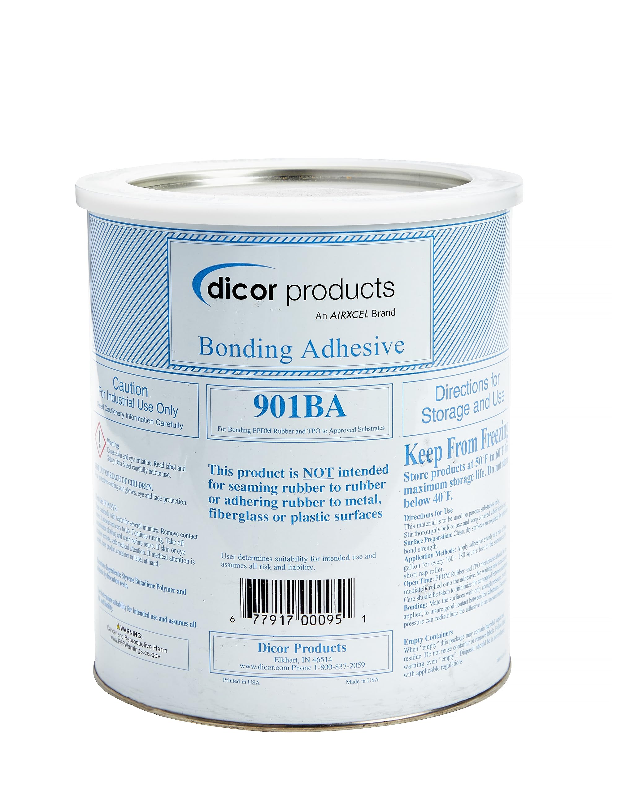 Water-Based Dicor 901BA-1 RV Roof System Bonding Adhesive - EPDM and TPO Compatible, 1 Gallon