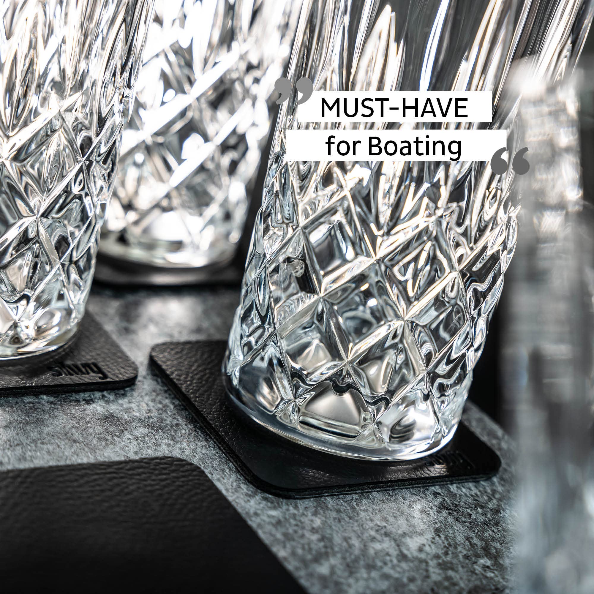 silwy® LONGDRINK Magnet-Kristallgläser 4er Set inkl. Vier wiederverwendbaren Metall-Nano-Gel-Pads - rutschfeste Magnetgläser für Camping, Caravaning und Boating COG: 0 / Price: 119,95