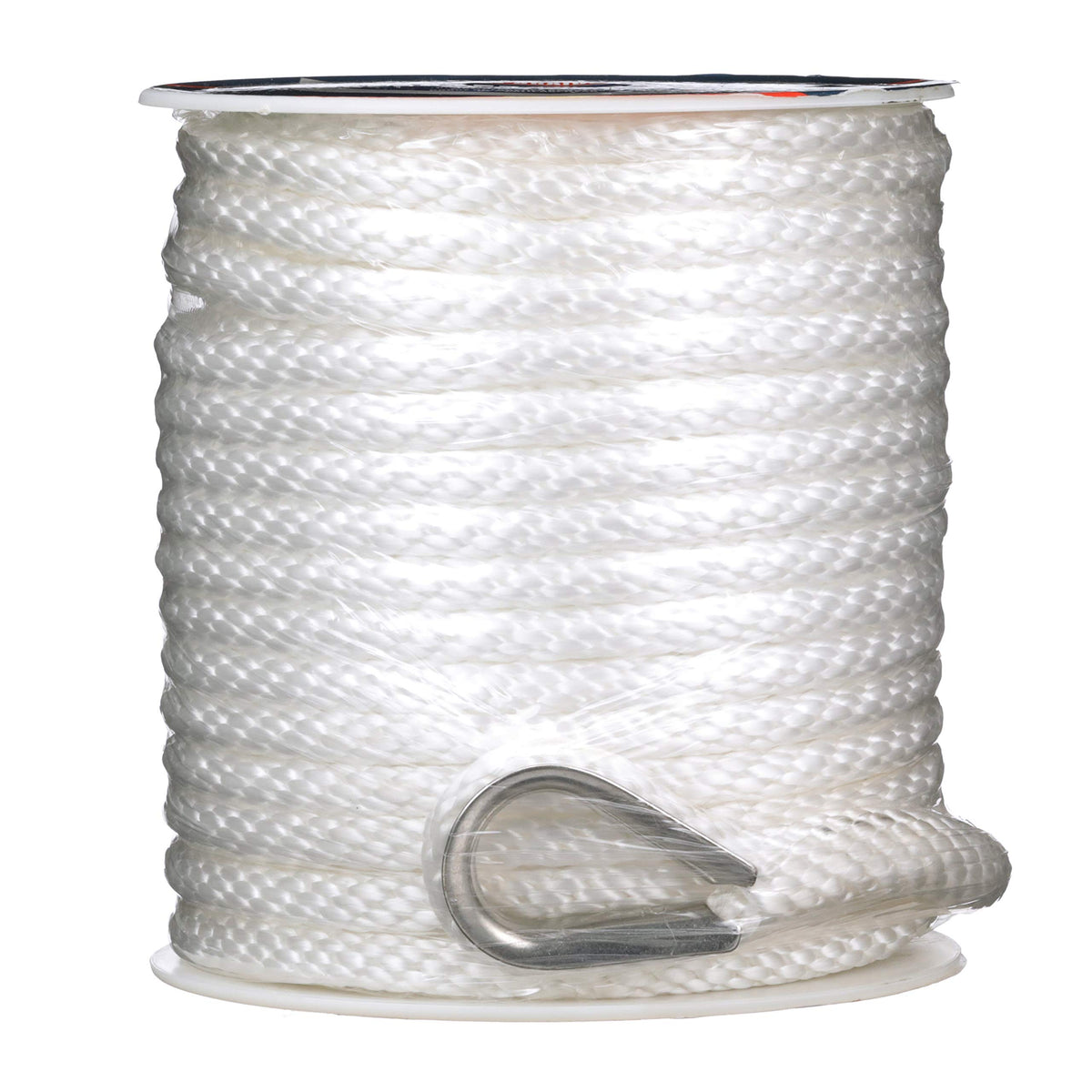 Attwood Solid Braid 11724-1 Multifilament Polypropylene Anchor Line with Thimble 3/8-Inch x 100-Feet, White